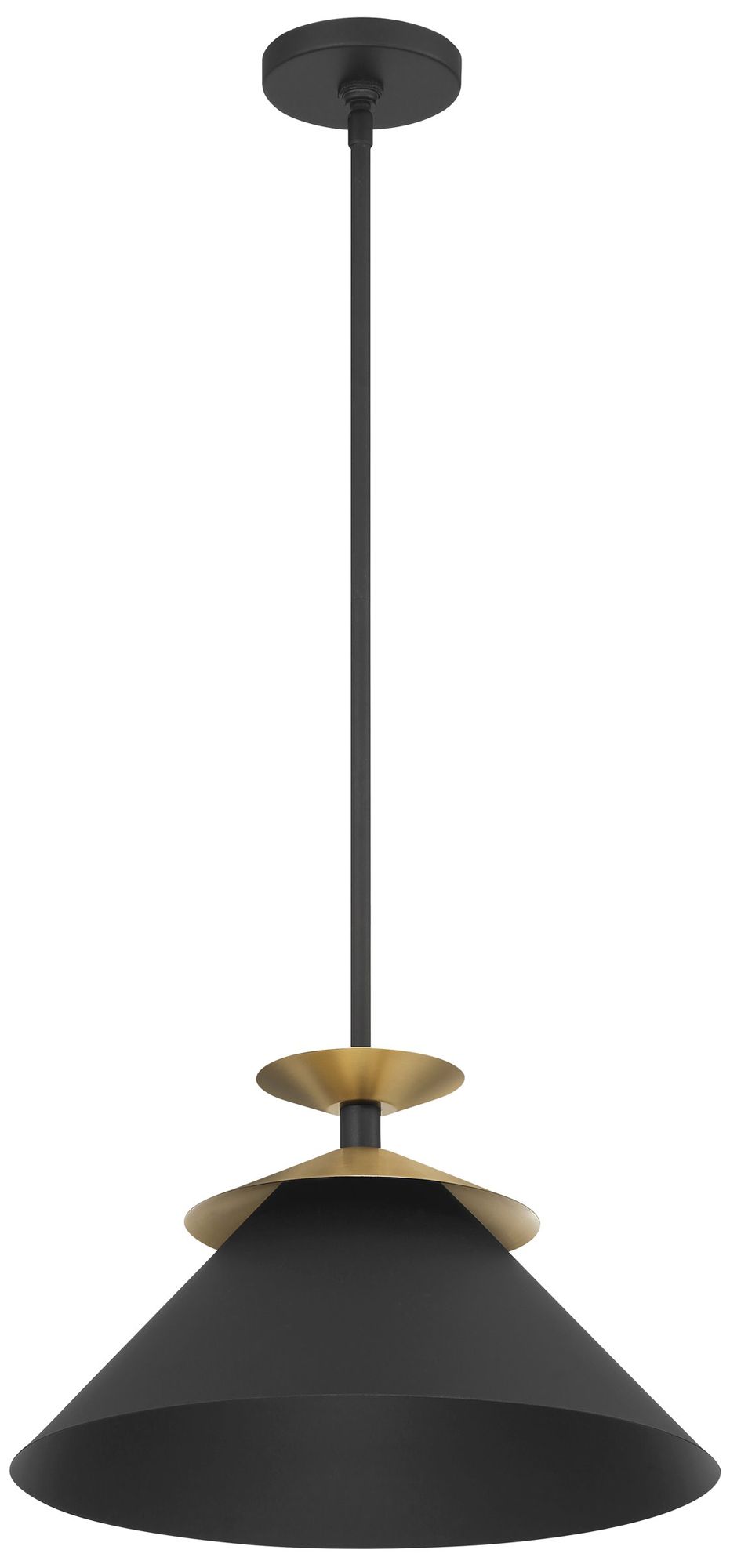 Thesis Tremolo 16" 1 Light Textured Black and Champagne Gold Pendant Light