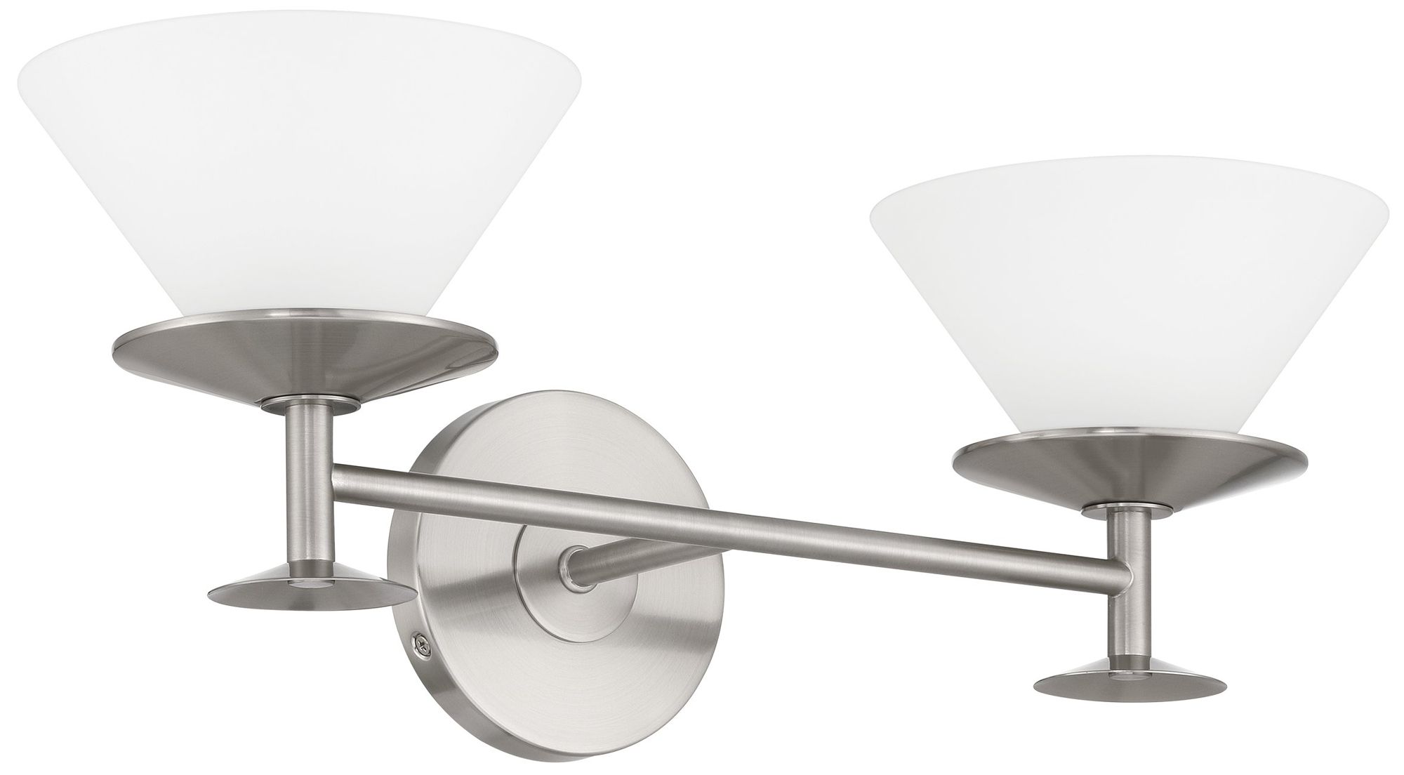 Image 2 Thesis Tremolo 20" Br. Nickel / Polished Nickel Vanity Light, Etched Glass