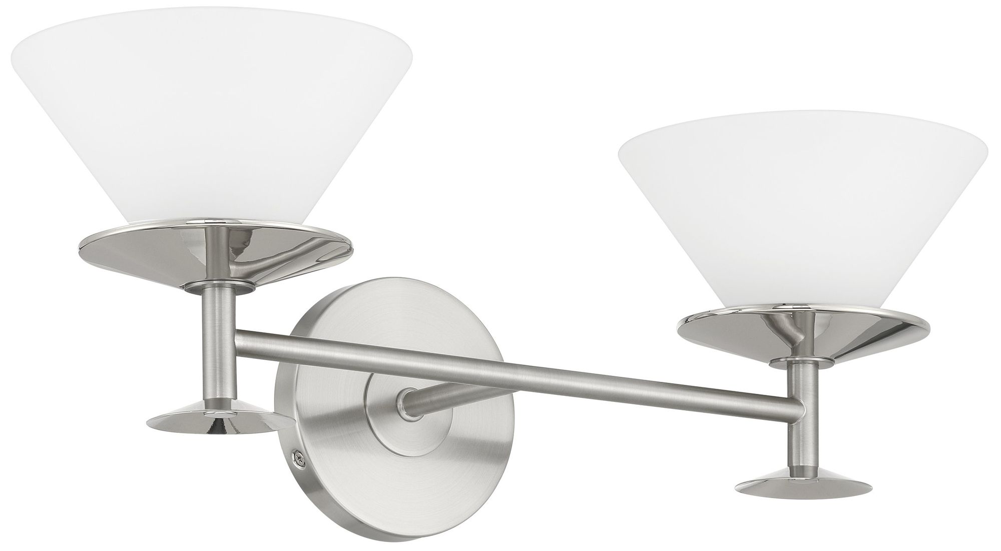 Image 3 Thesis Tremolo 20" Br. Nickel / Polished Nickel Vanity Light, Etched Glass more views