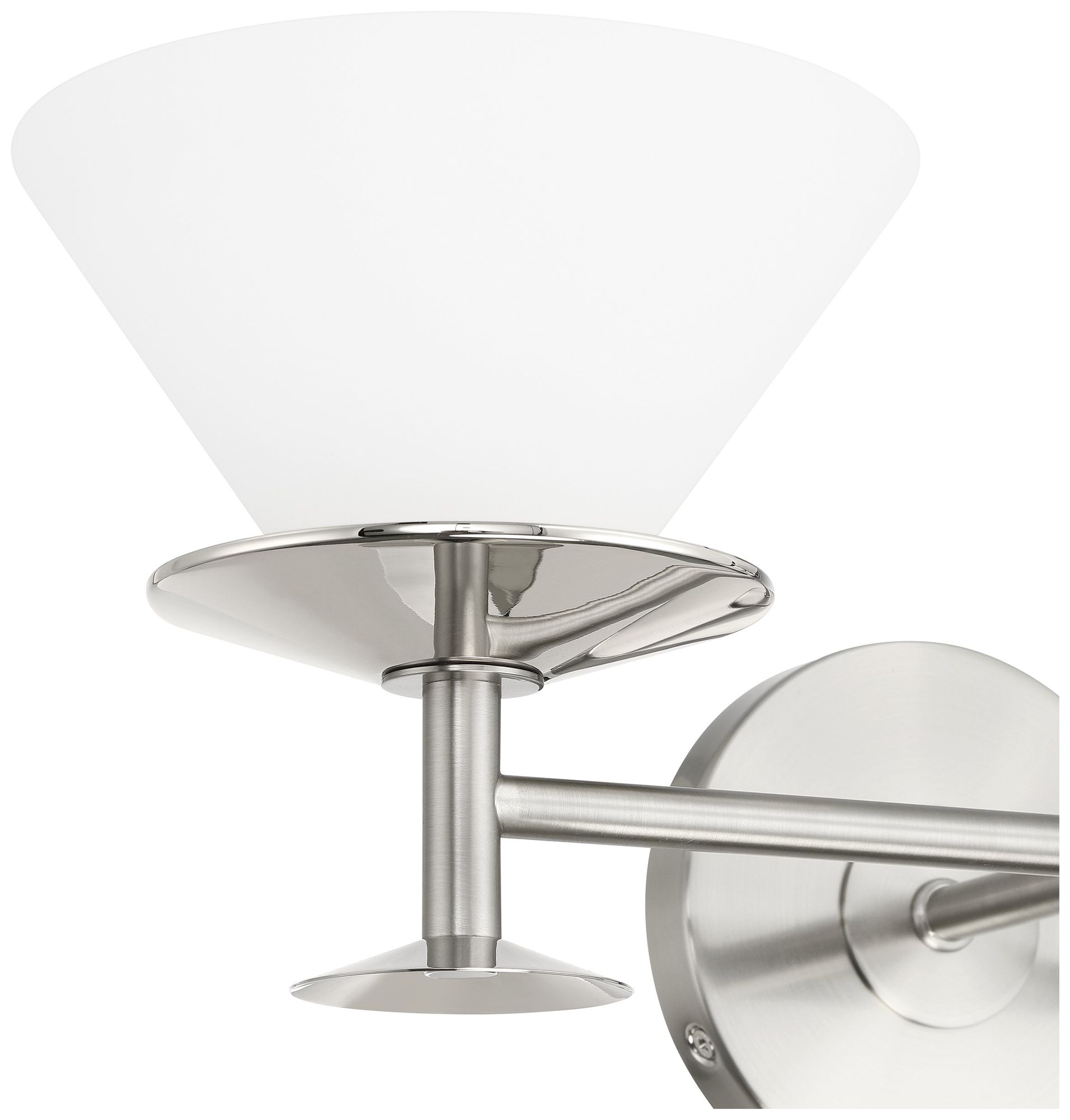 Image 6 Thesis Tremolo 20" Br. Nickel / Polished Nickel Vanity Light, Etched Glass more views