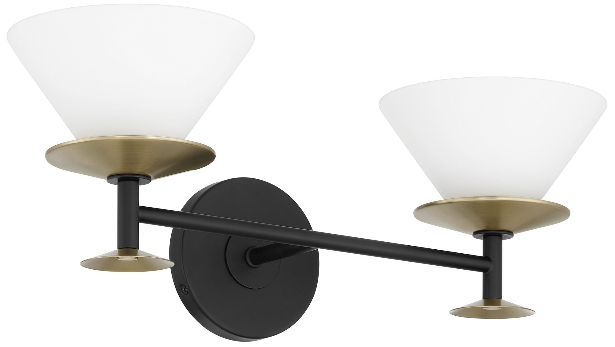 Image 3 Thesis Tremolo 20" Matte Black / Champagne Gold Vanity Light, Etched Glass more views