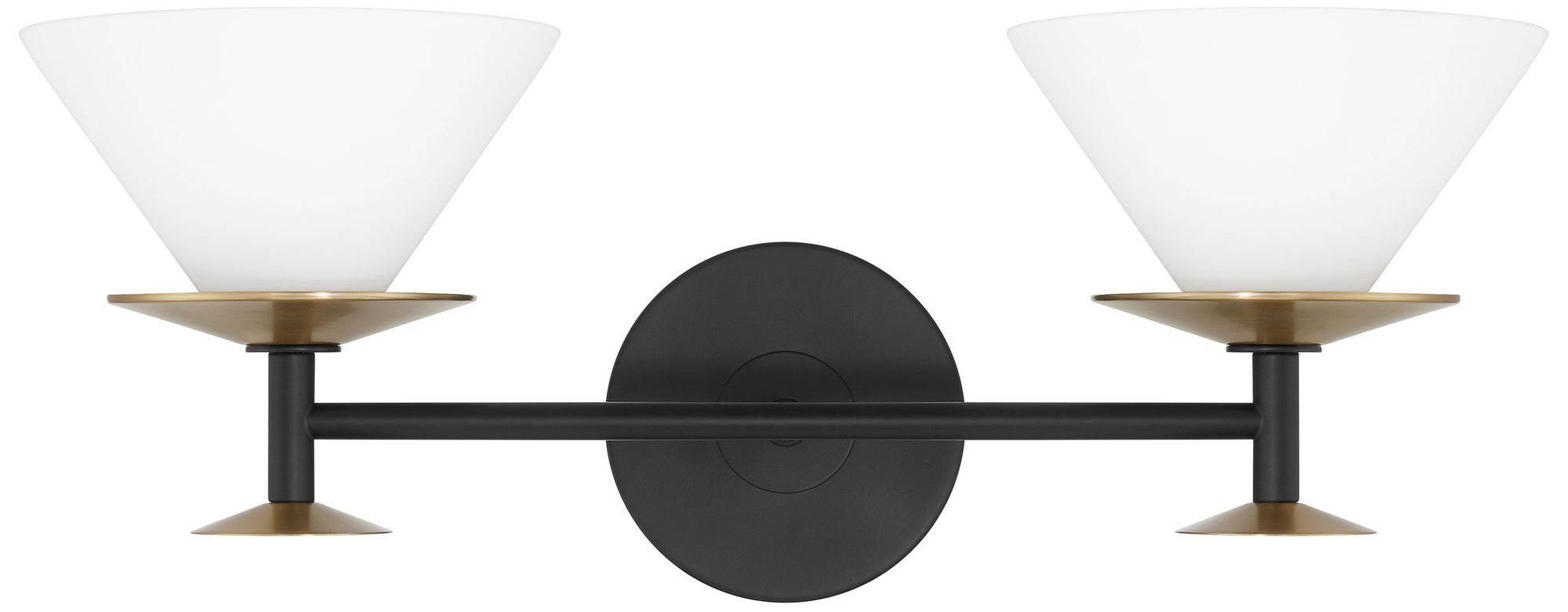 Image 6 Thesis Tremolo 20" Matte Black / Champagne Gold Vanity Light, Etched Glass more views