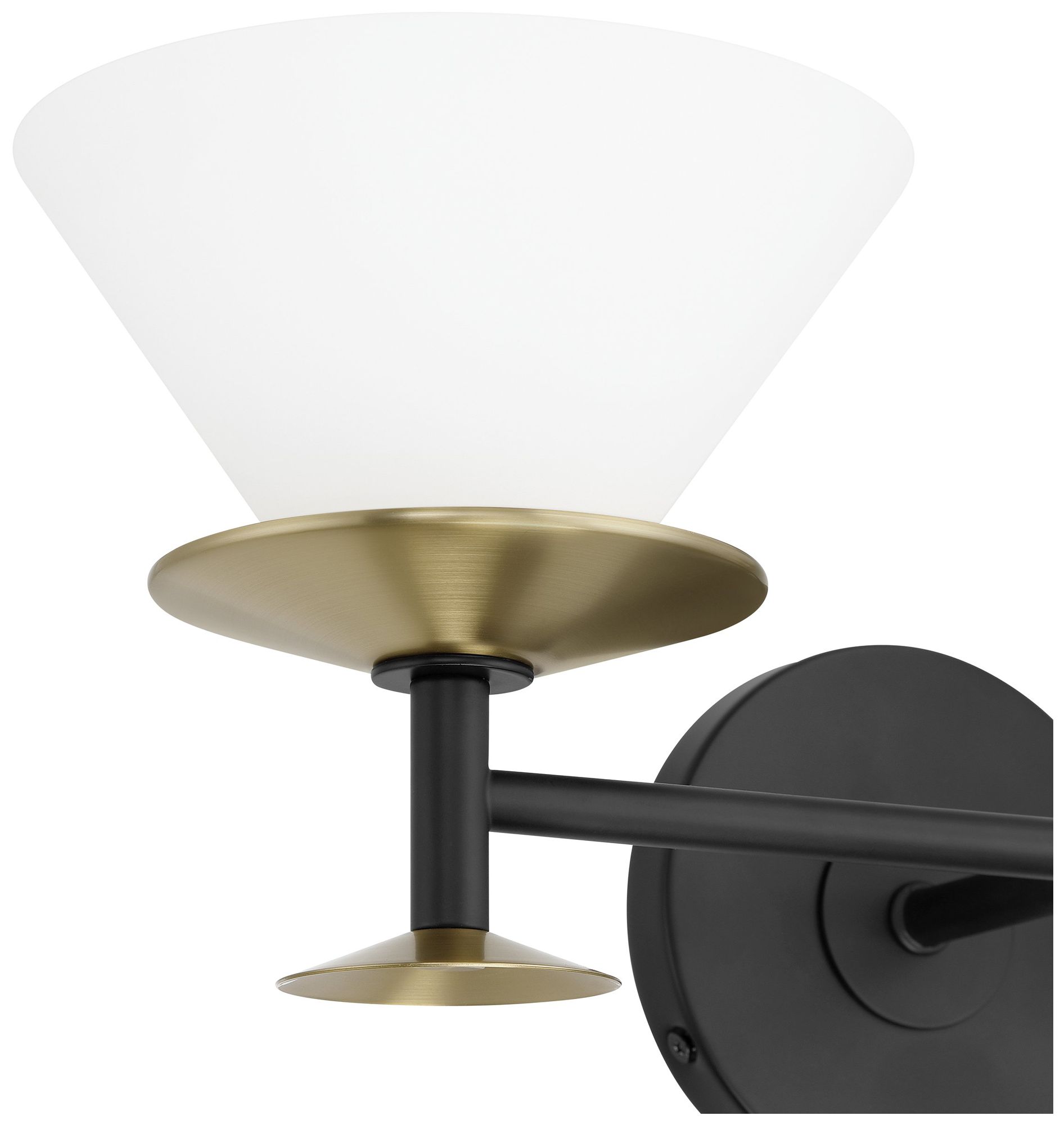 Image 7 Thesis Tremolo 20" Matte Black / Champagne Gold Vanity Light, Etched Glass more views