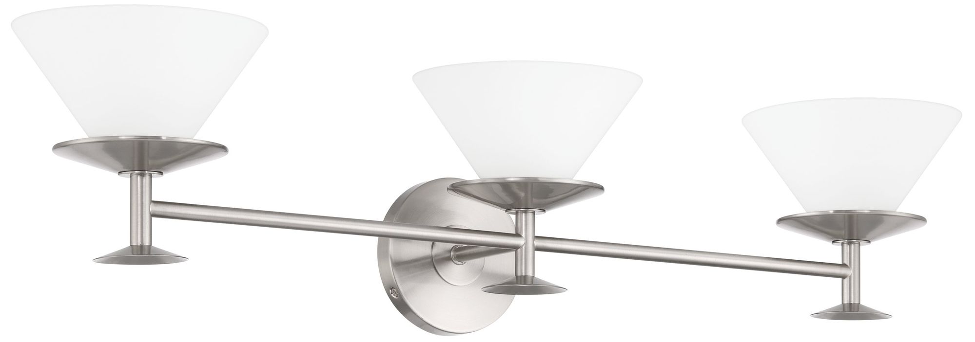 Thesis Tremolo 33" Br. Nickel / Polished Nickel Vanity Light, Etched Glass