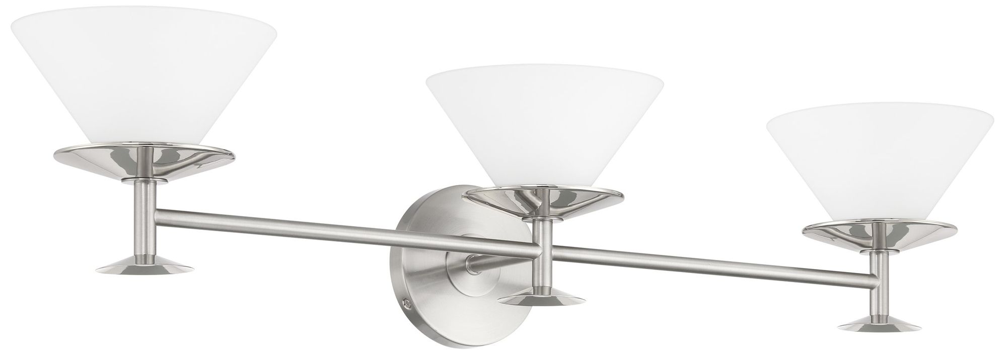 Image 4 Thesis Tremolo 33" Br. Nickel / Polished Nickel Vanity Light, Etched Glass more views