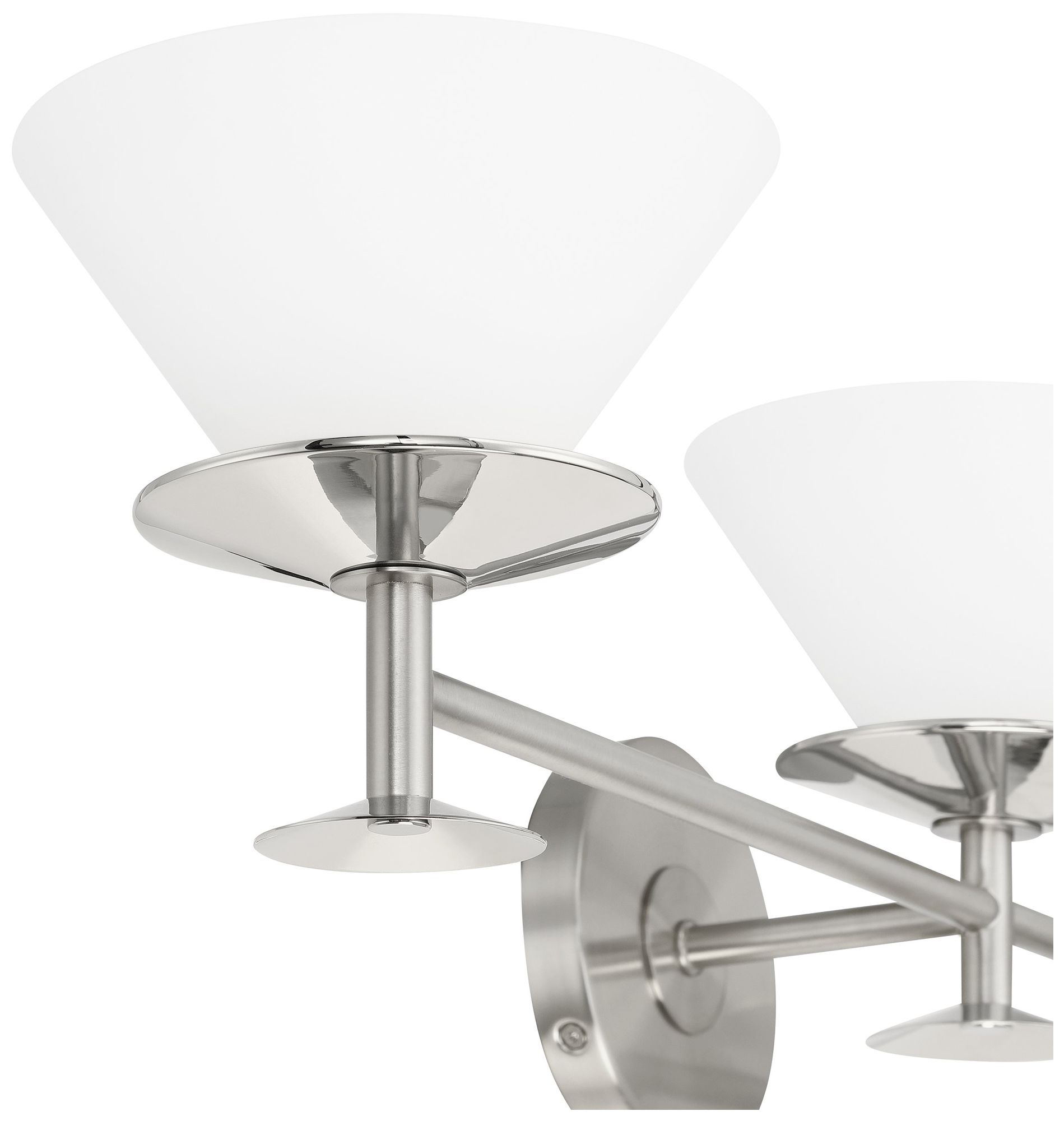 Image 6 Thesis Tremolo 33" Br. Nickel / Polished Nickel Vanity Light, Etched Glass more views