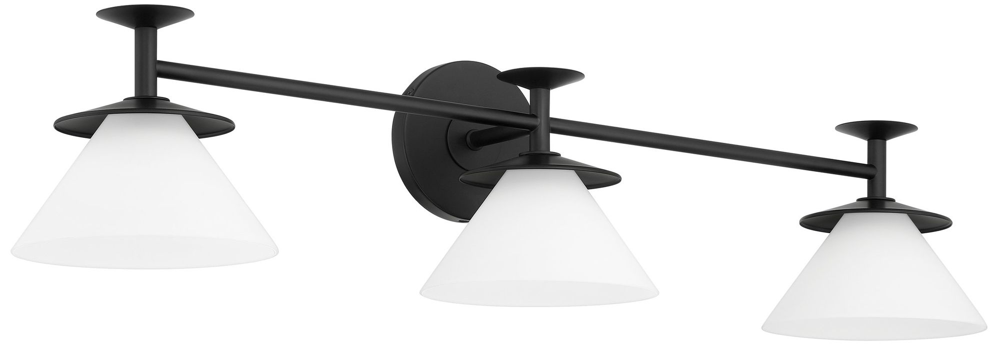 Image 3 Thesis Tremolo 33" Matte Black and Champagne Gold Vanity Light, Opal Glass more views