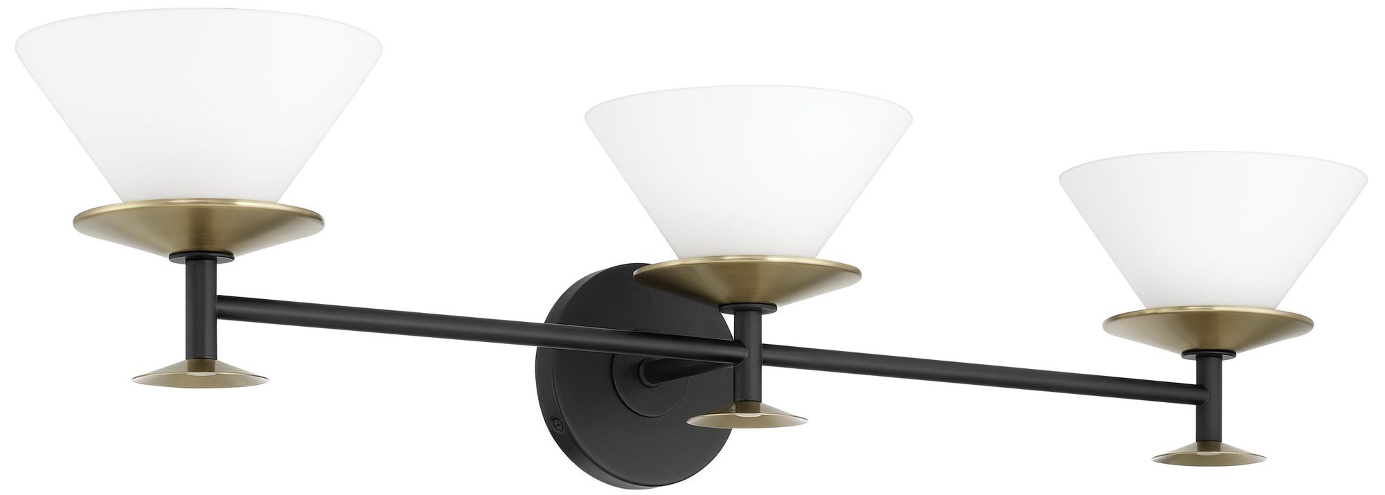 Image 4 Thesis Tremolo 33" Matte Black and Champagne Gold Vanity Light, Opal Glass more views