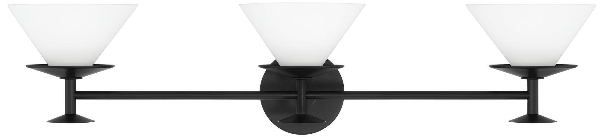 Image 5 Thesis Tremolo 33" Matte Black and Champagne Gold Vanity Light, Opal Glass more views