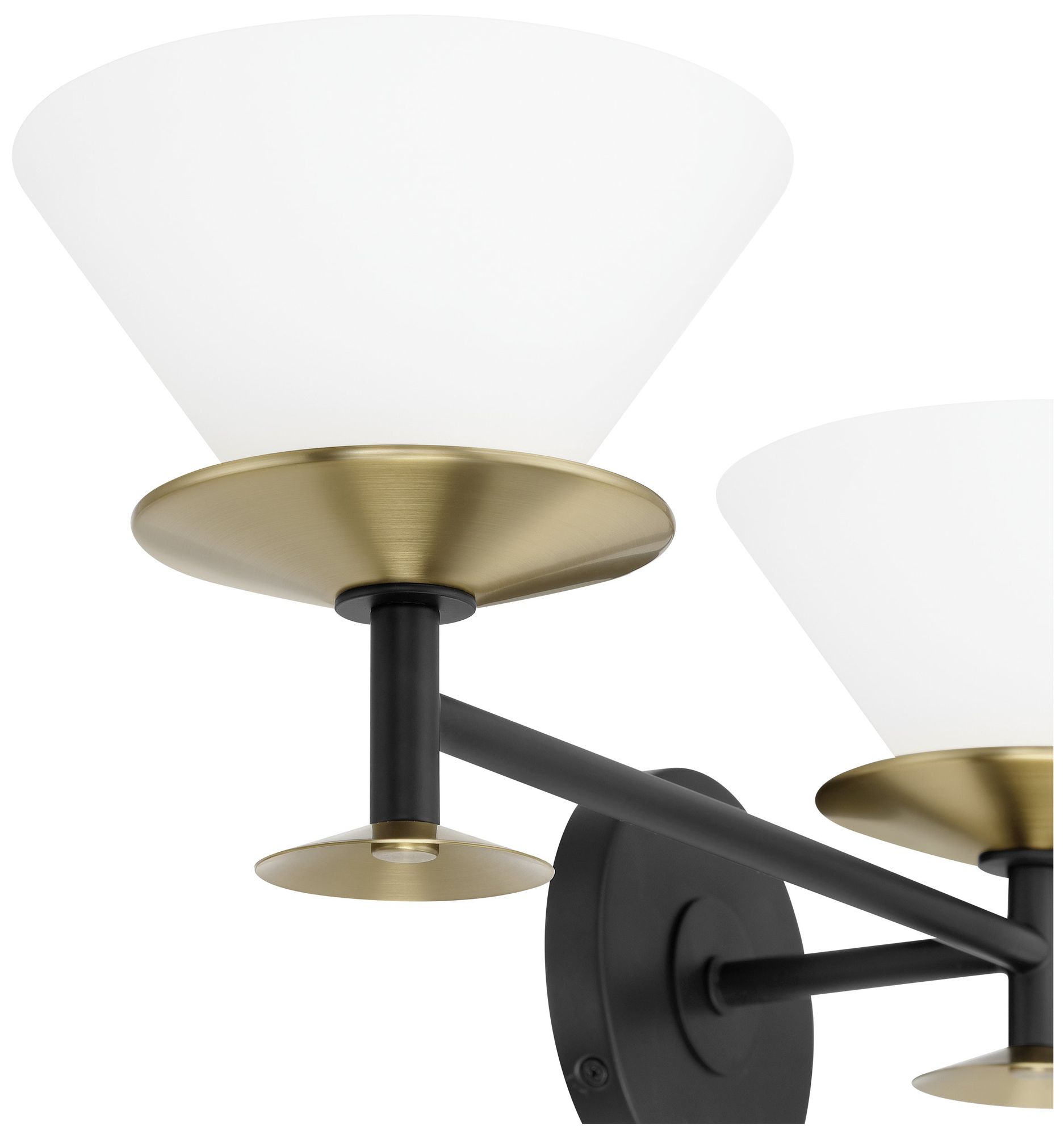 Image 7 Thesis Tremolo 33" Matte Black and Champagne Gold Vanity Light, Opal Glass more views