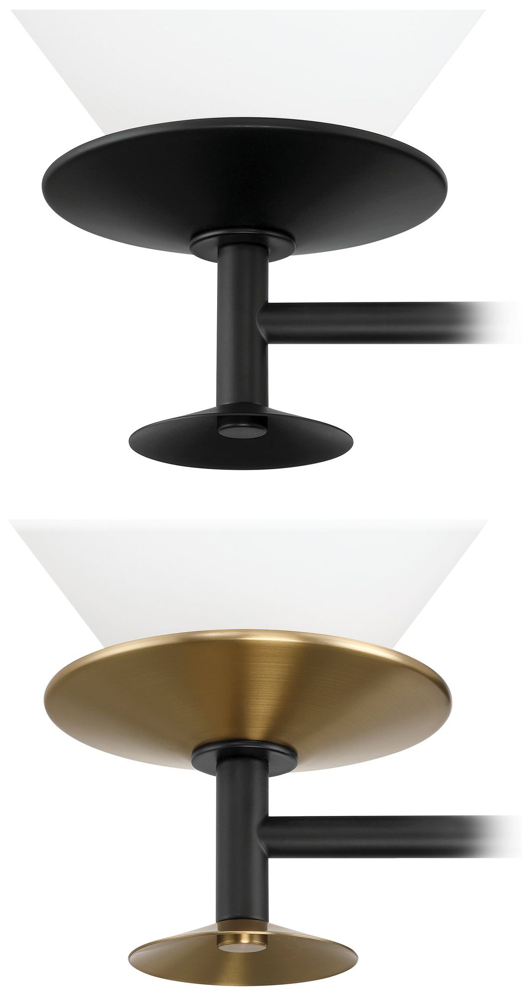 Thesis Tremolo 33" Matte Black and Champagne Gold Vanity Light, Opal Glass