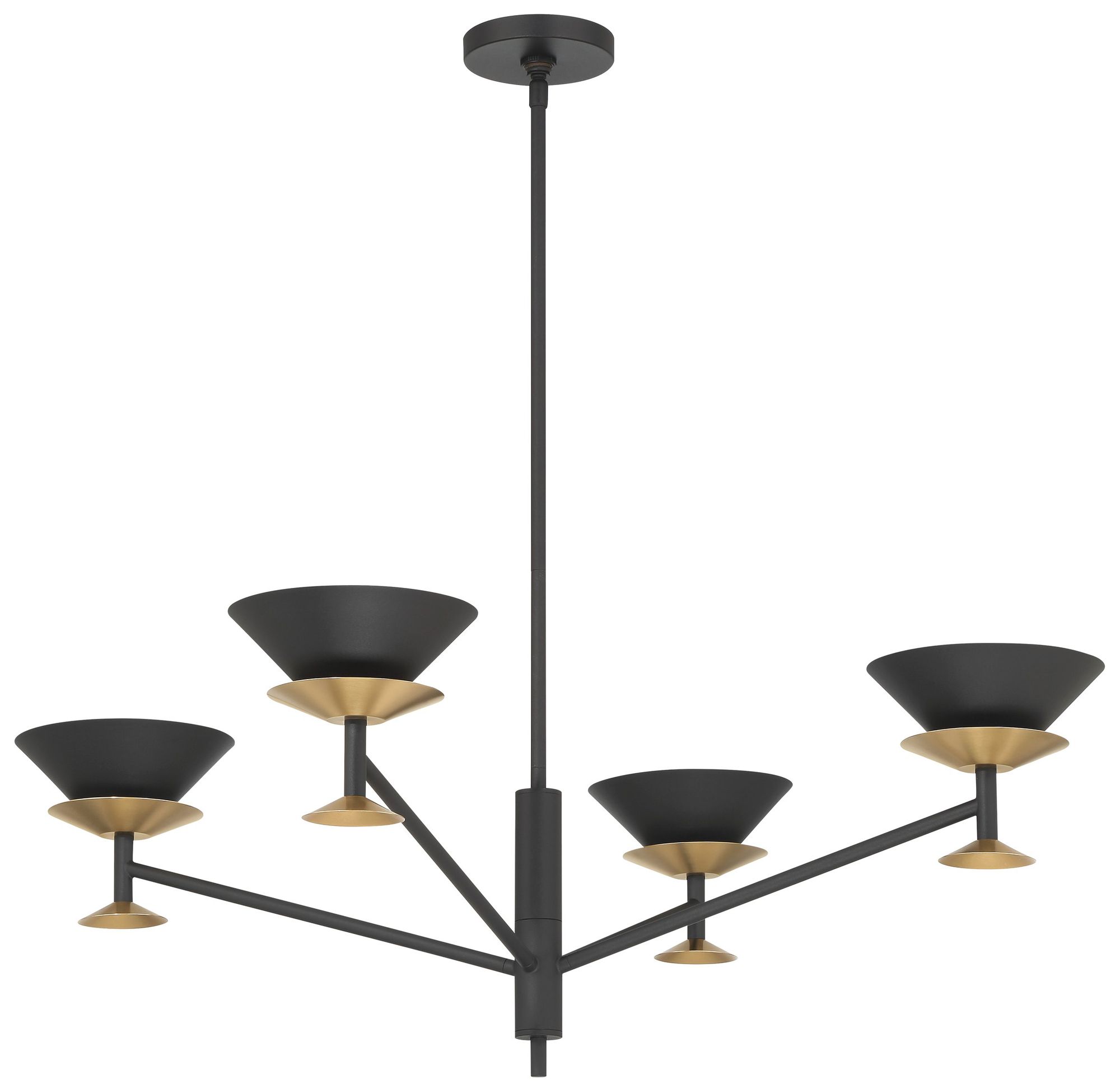 Thesis Tremolo 36" 4 Light Textured Black and Champagne Gold Chandelier