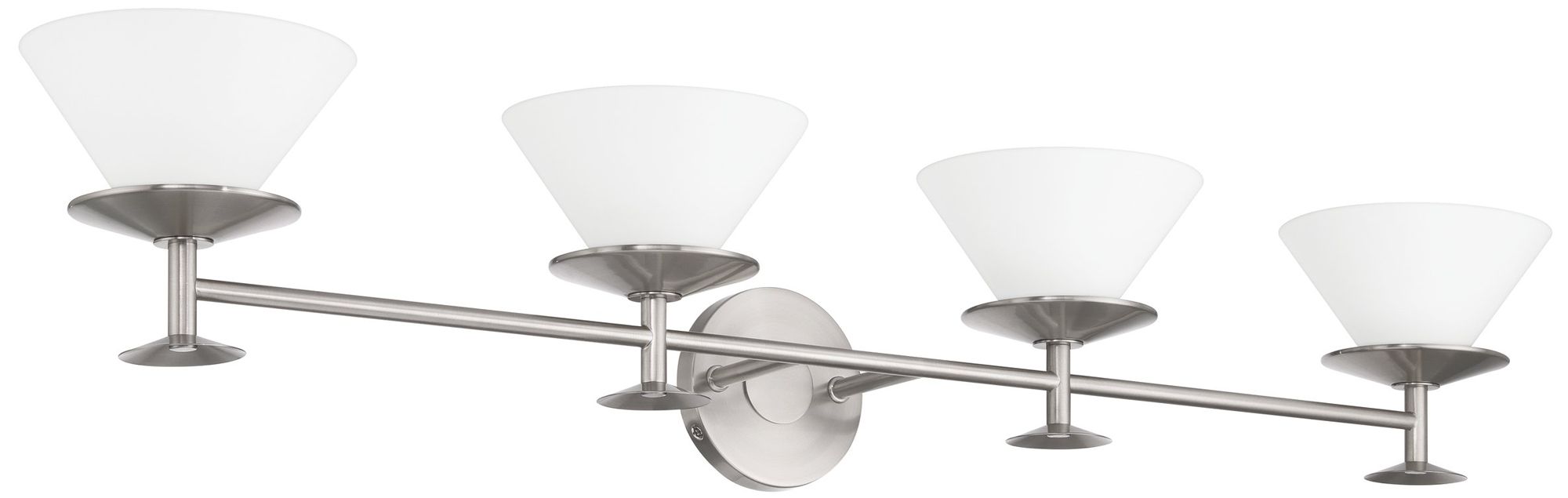 Thesis Tremolo 42" Br. Nickel and Polished Nickel Vanity Light - Opal Glass