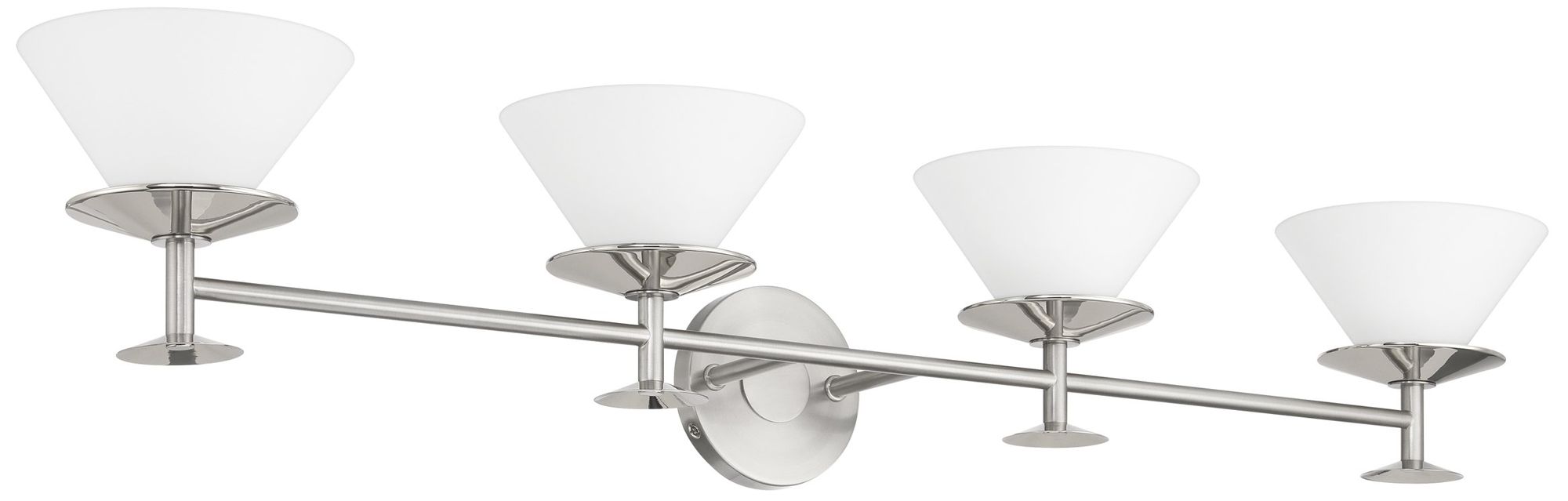 Image 3 Thesis Tremolo 42" Br. Nickel and Polished Nickel Vanity Light - Opal Glass more views