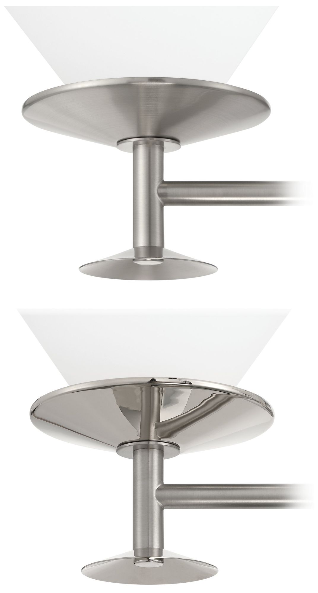 Thesis Tremolo 42" Br. Nickel and Polished Nickel Vanity Light - Opal Glass