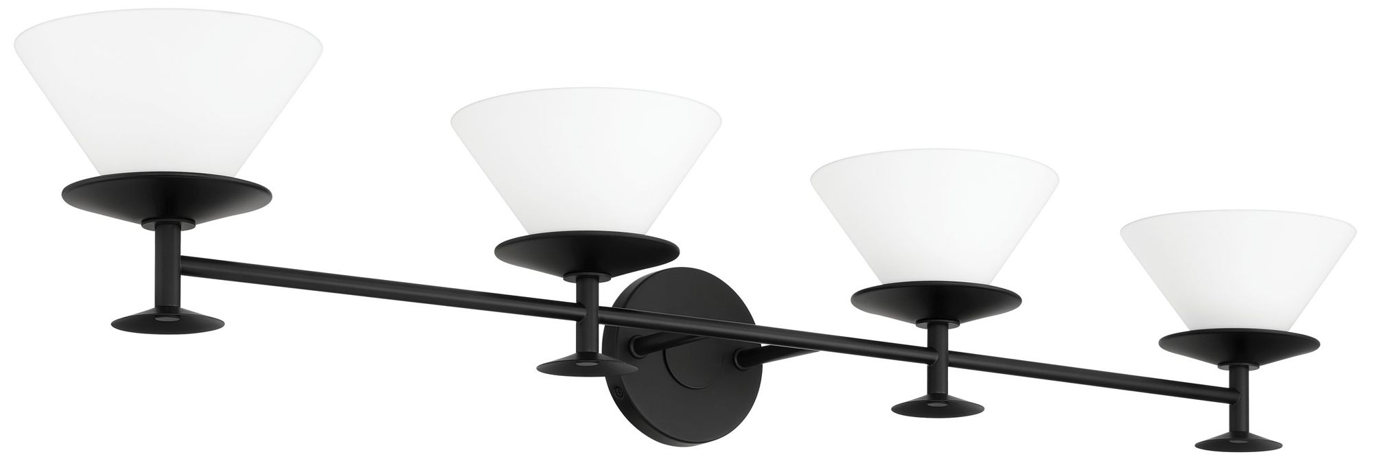 Thesis Tremolo 42" Matte Black and Champagne Gold Vanity Light, Opal Glass