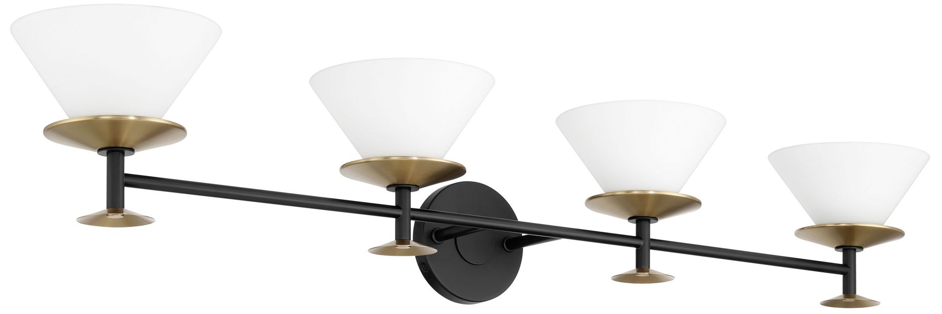 Image 3 Thesis Tremolo 42" Matte Black and Champagne Gold Vanity Light, Opal Glass more views