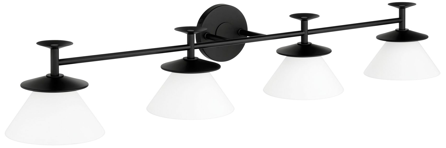 Image 4 Thesis Tremolo 42" Matte Black and Champagne Gold Vanity Light, Opal Glass more views