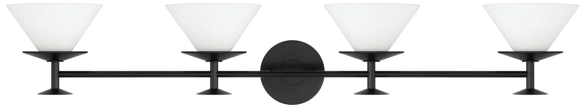 Image 5 Thesis Tremolo 42" Matte Black and Champagne Gold Vanity Light, Opal Glass more views