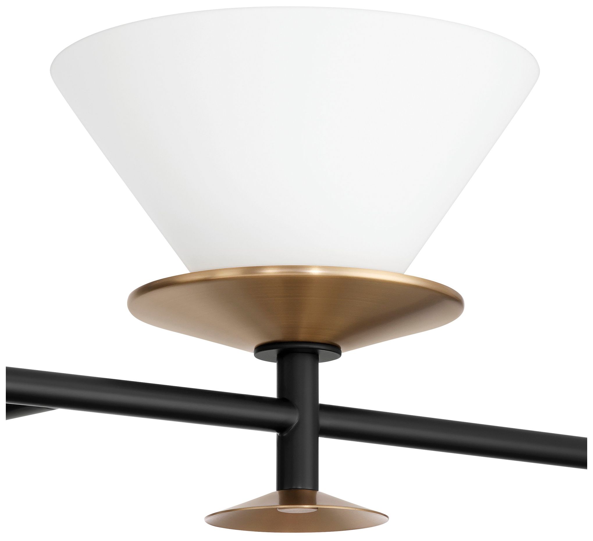 Image 7 Thesis Tremolo 42" Matte Black and Champagne Gold Vanity Light, Opal Glass more views