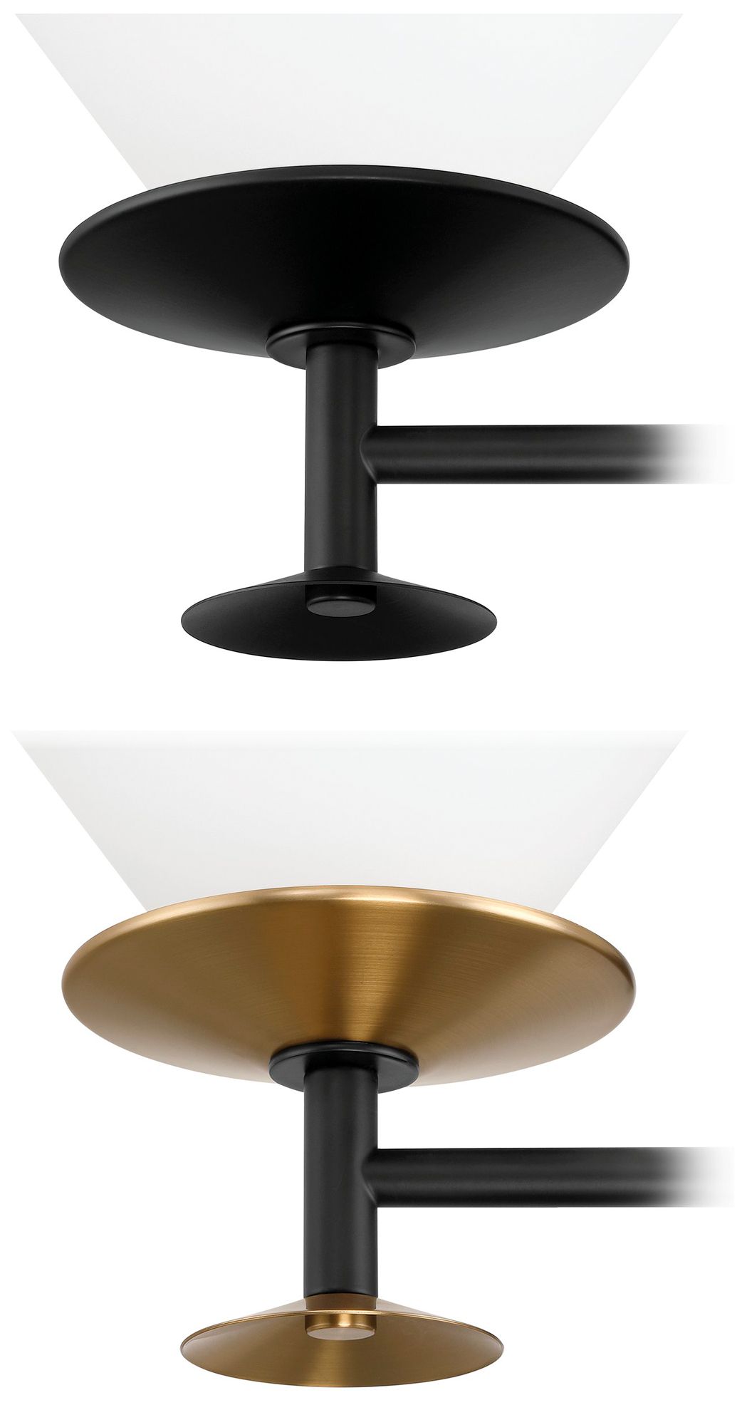 Thesis Tremolo 42" Matte Black and Champagne Gold Vanity Light, Opal Glass
