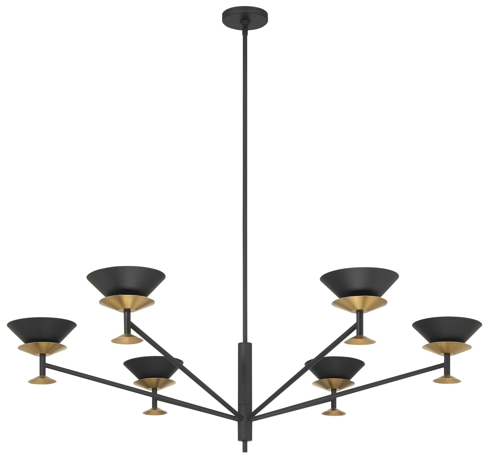 Thesis Tremolo 48" 6 Light Textured Black and Champagne Gold Chandelier