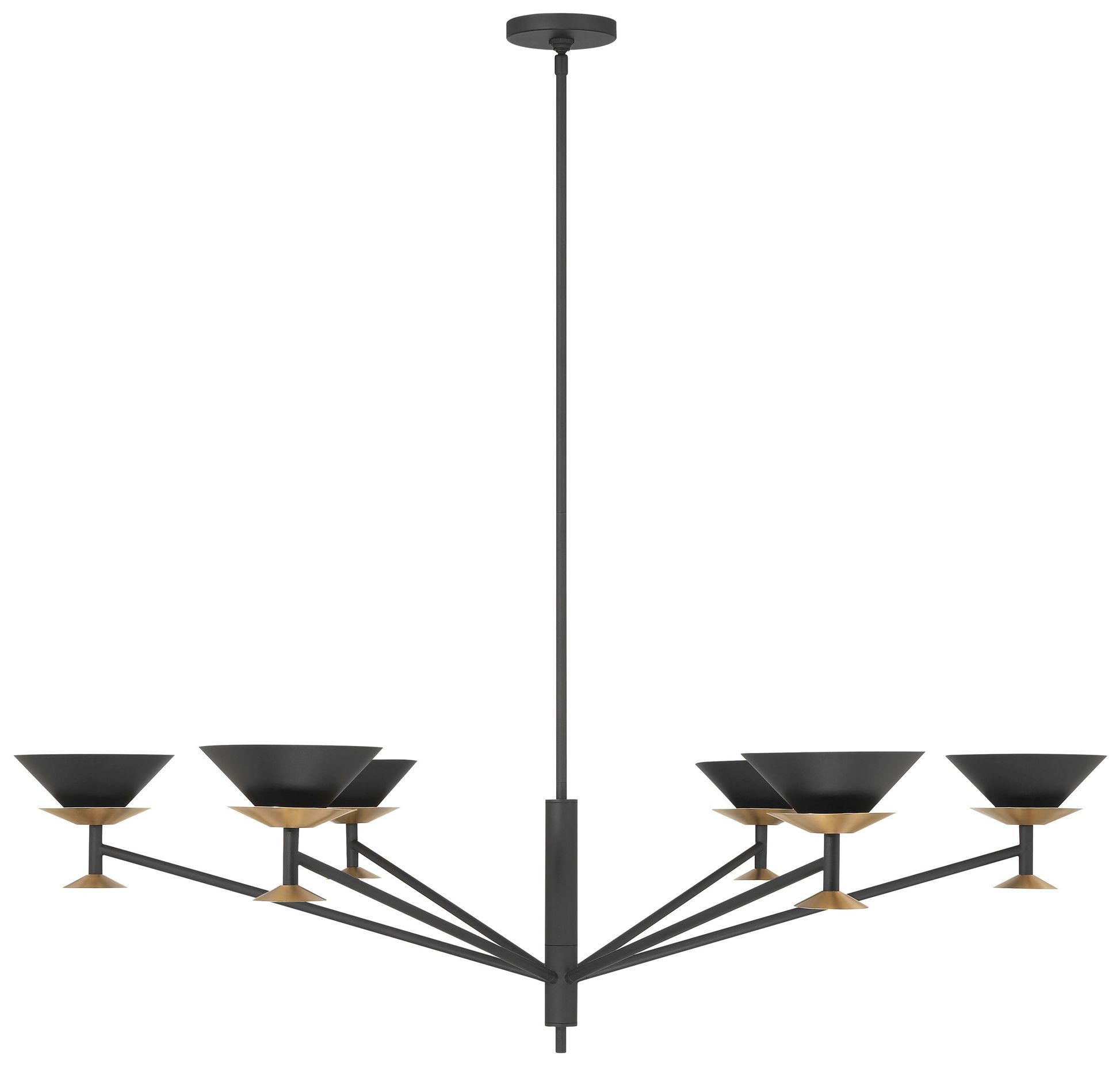 Image 3 Thesis Tremolo 48" 6 Light Textured Black and Champagne Gold Chandelier more views