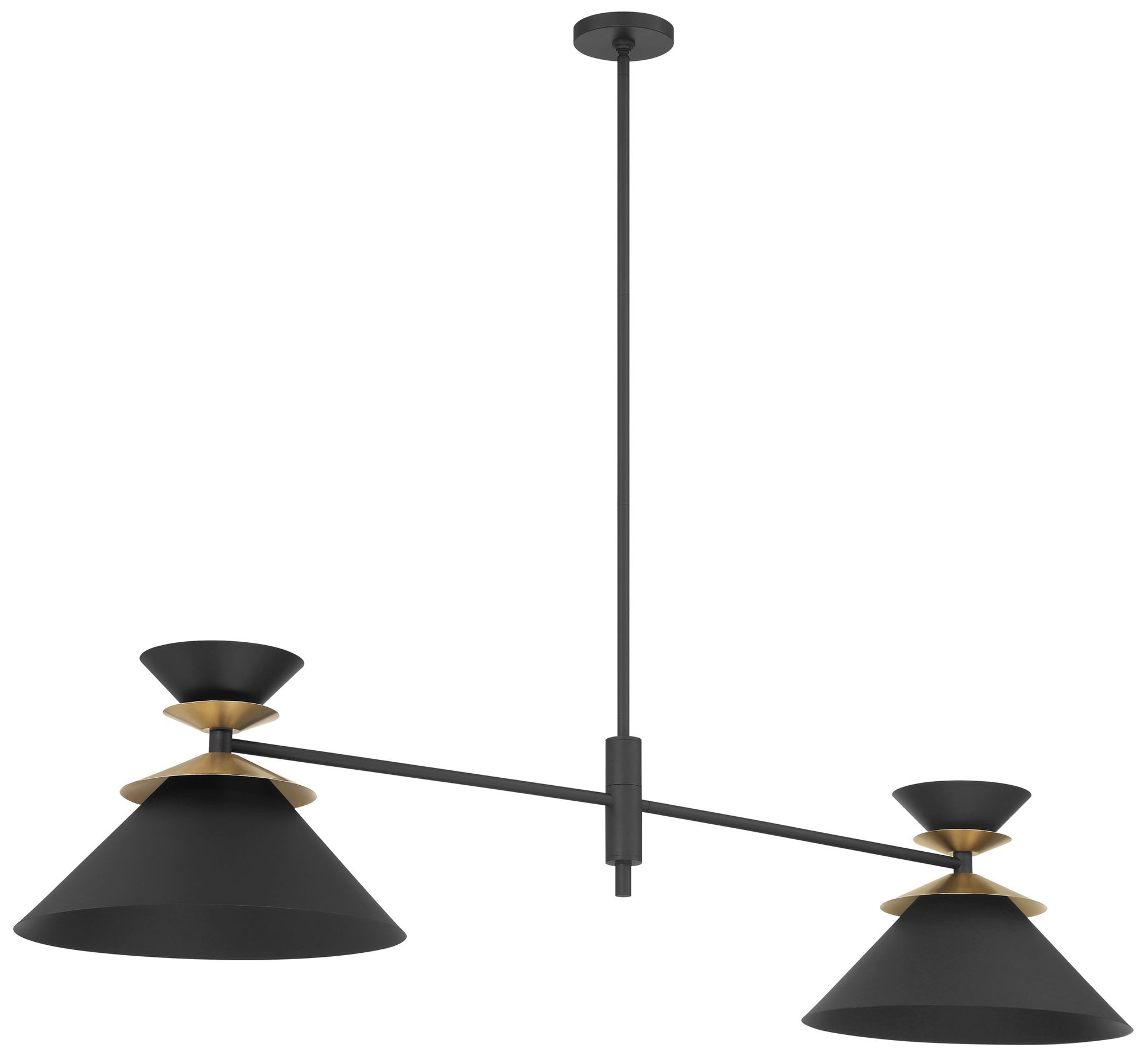 Thesis Tremolo 60" 2 Light Black and Champagne Gold Linear Chandelier