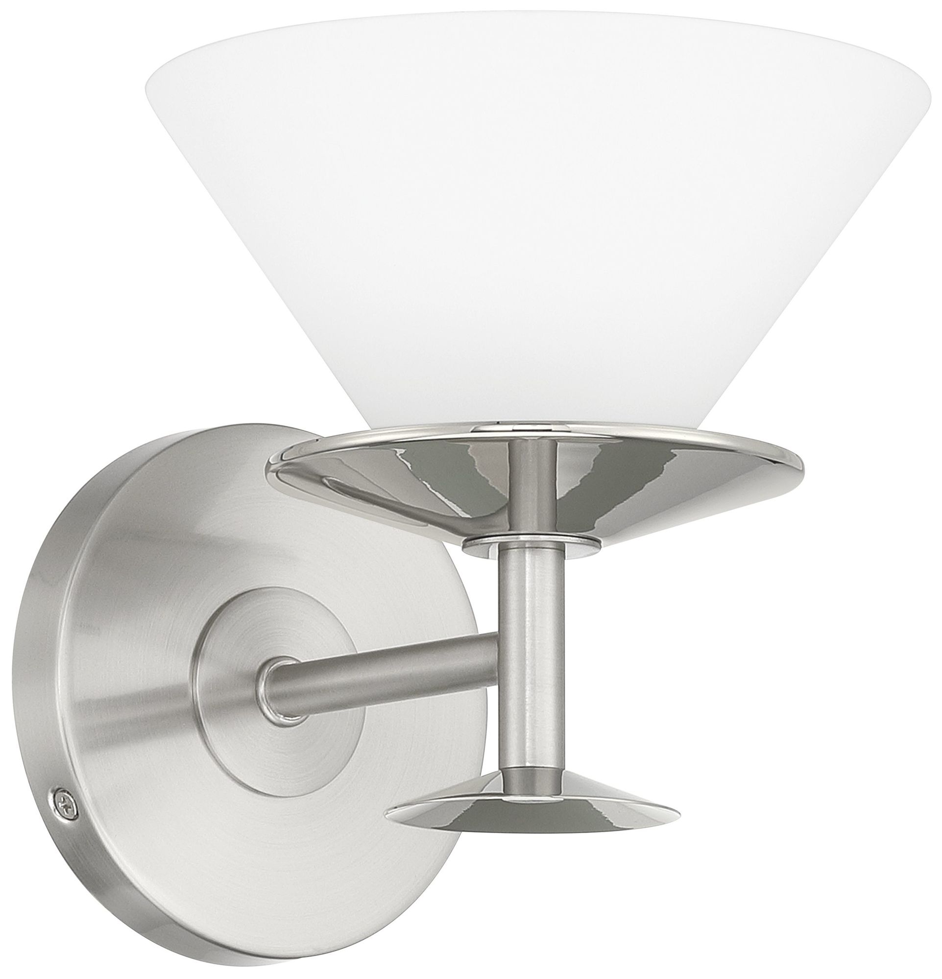 Image 3 Thesis Tremolo 7" Br. Nickel / Polished Nickel Vanity Light - Etched Glass more views