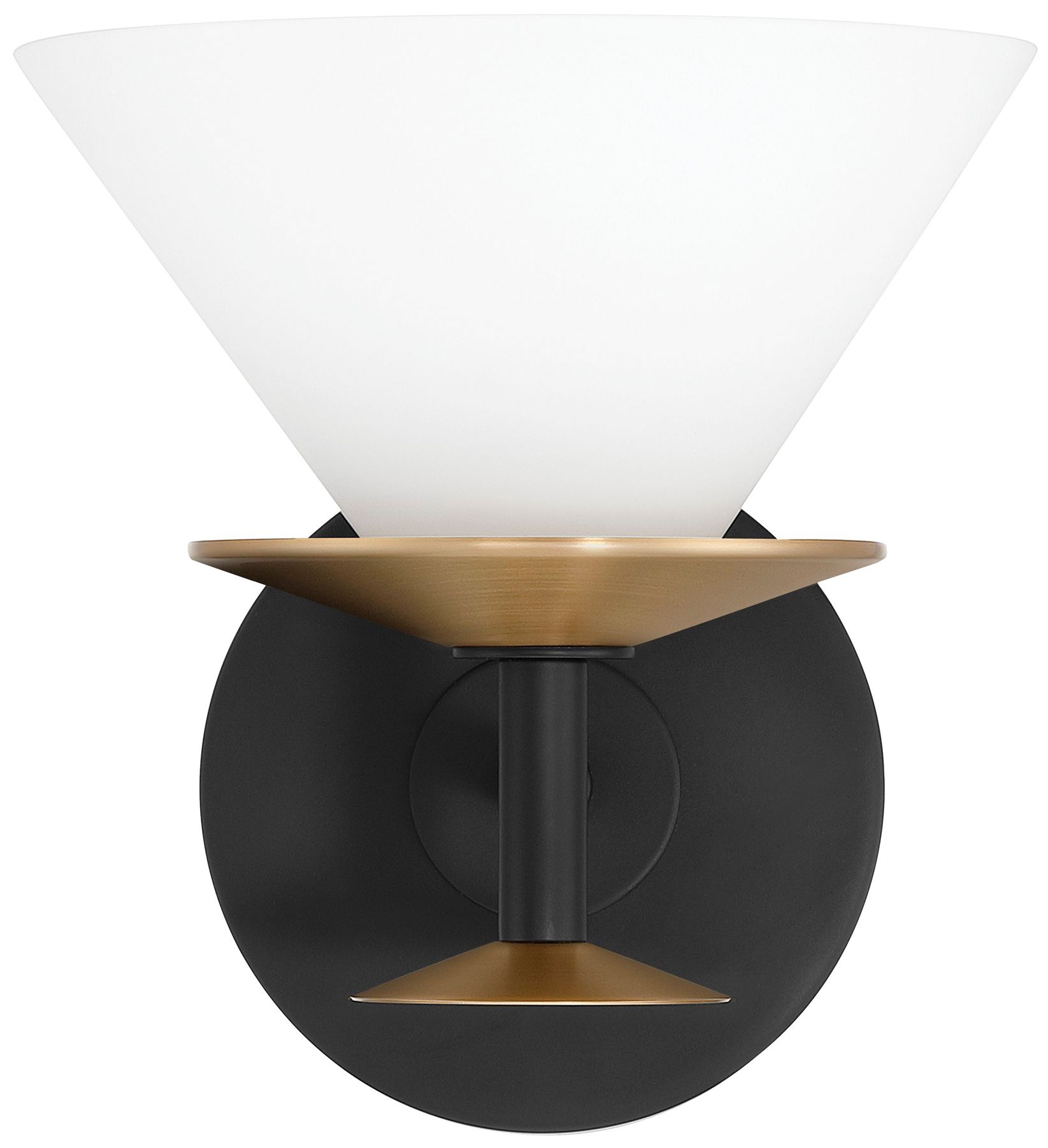 Image 6 Thesis Tremolo 7" Matte Black and Champagne Gold Vanity Light, Etched more views