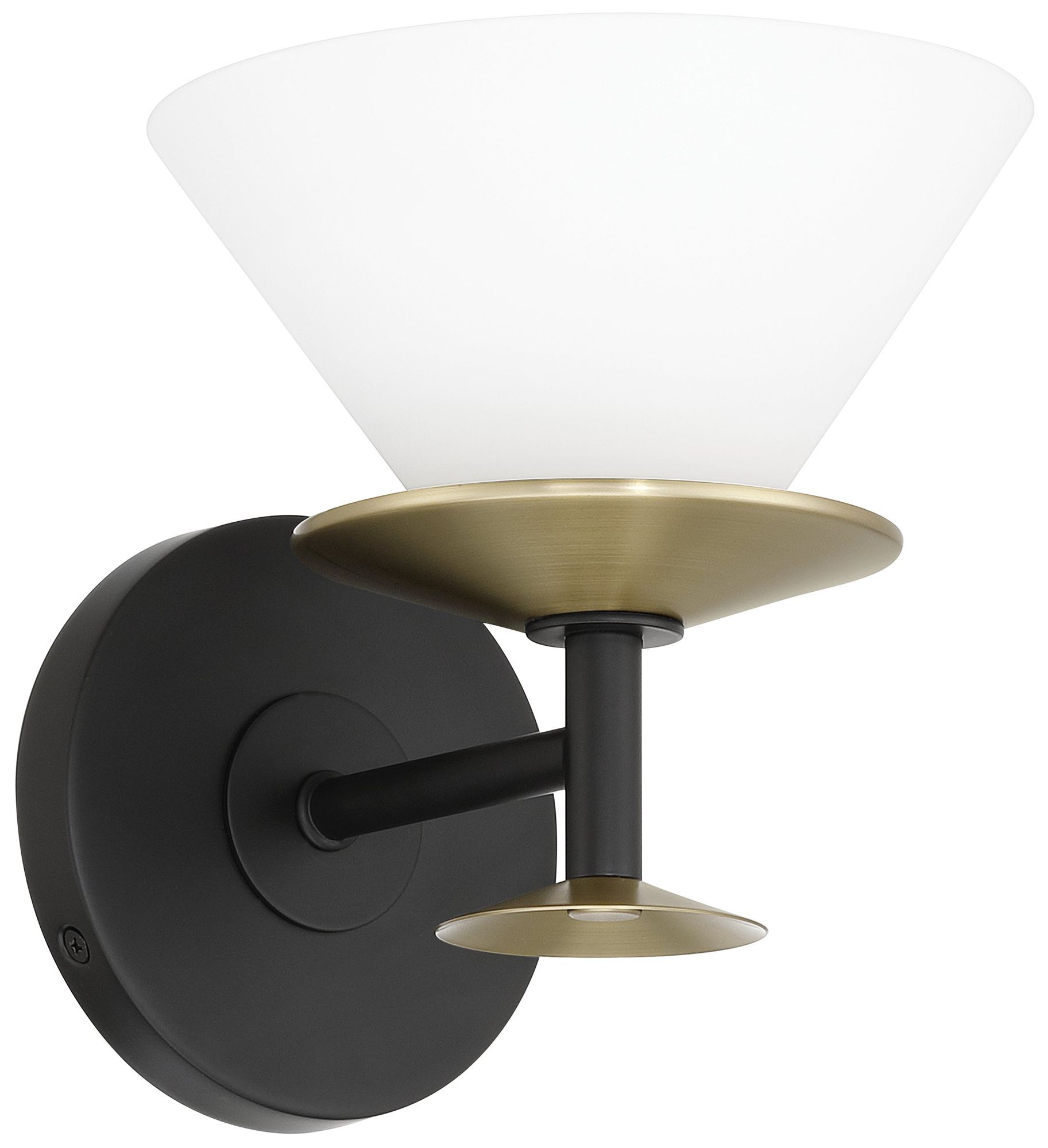 Image 3 Thesis Tremolo 7" Matte Black and Champagne Gold Vanity Light, Etched Glass more views