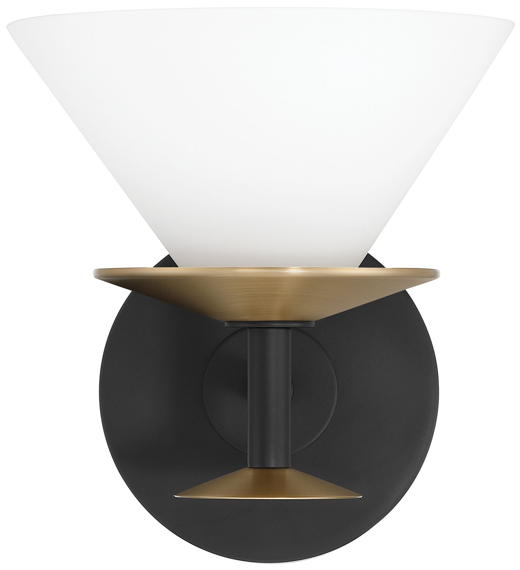 Image 6 Thesis Tremolo 7" Matte Black and Champagne Gold Vanity Light, Etched Glass more views