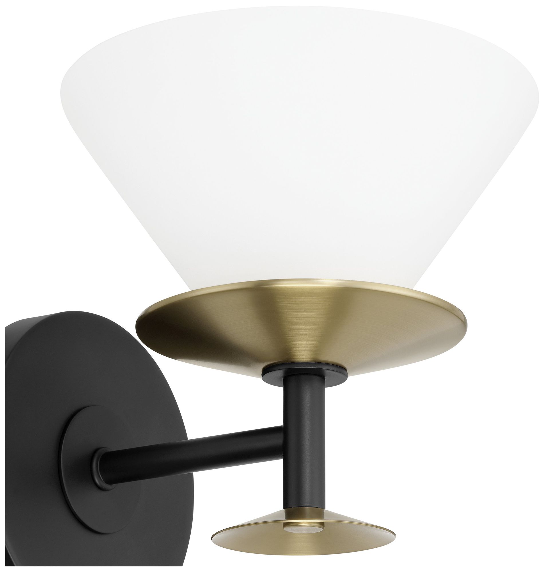 Image 7 Thesis Tremolo 7" Matte Black and Champagne Gold Vanity Light, Etched Glass more views