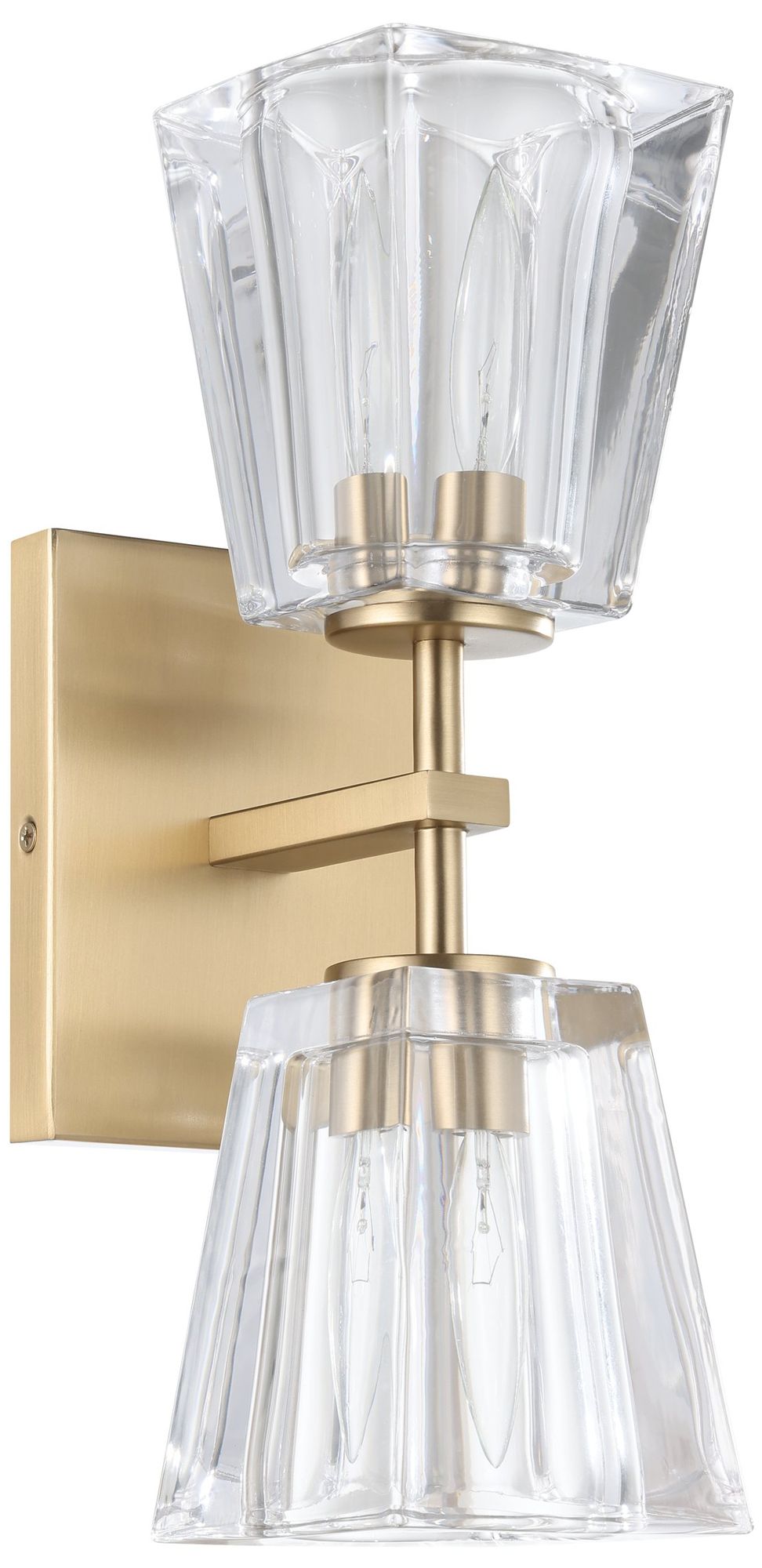 Thesis Valentin 13" Champagne Gold Vanity Light w/ Clear Pressed Glass