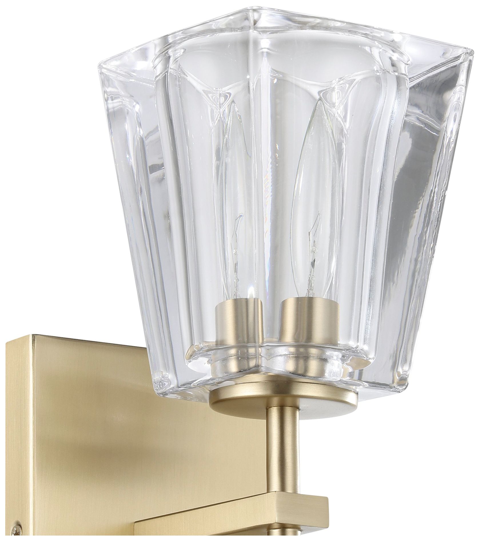 Image 4 Thesis Valentin 13" Champagne Gold Vanity Light w/ Clear Pressed Glass more views
