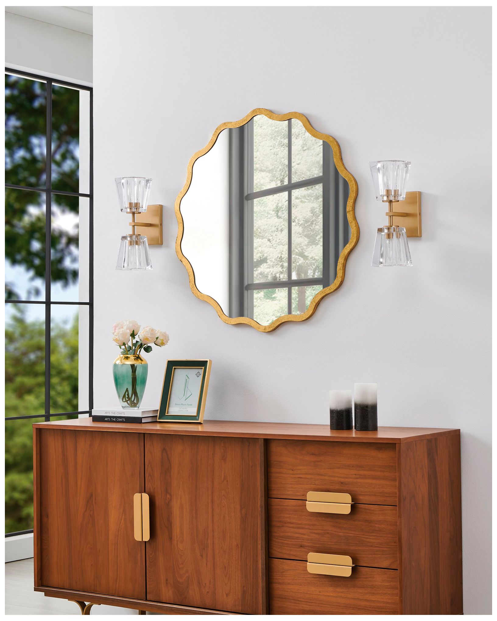 Image 7 Thesis Valentin 13" Champagne Gold Vanity Light w/ Clear Pressed Glass more views