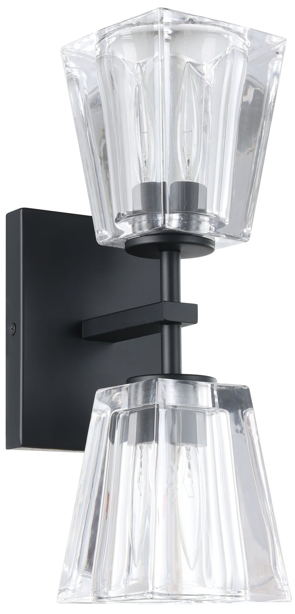 Thesis Valentin 13-inch Matte Black Vanity Light - Clear Pressed Glass