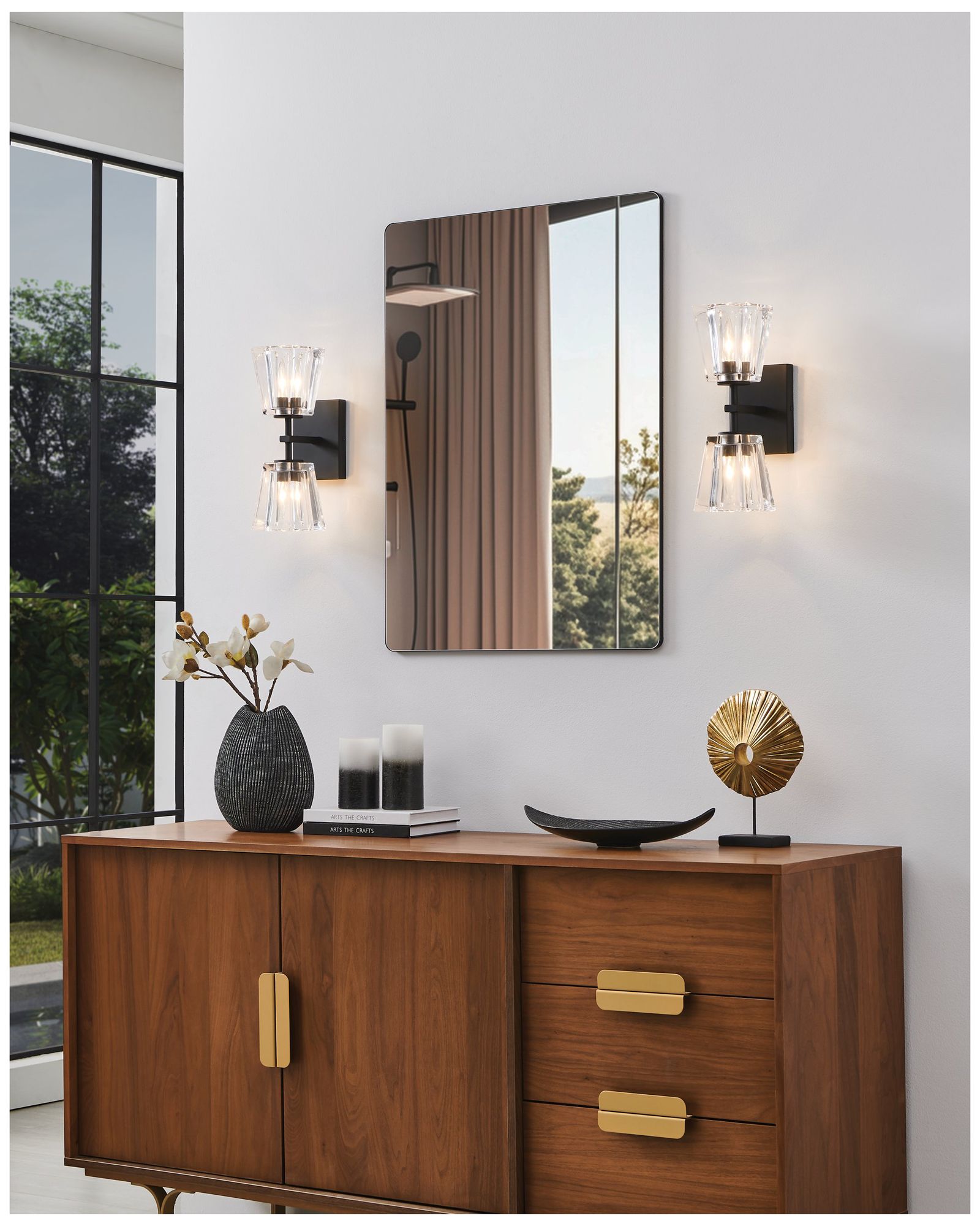 Image 4 Thesis Valentin 13-inch Matte Black Vanity Light - Clear Pressed Glass more views