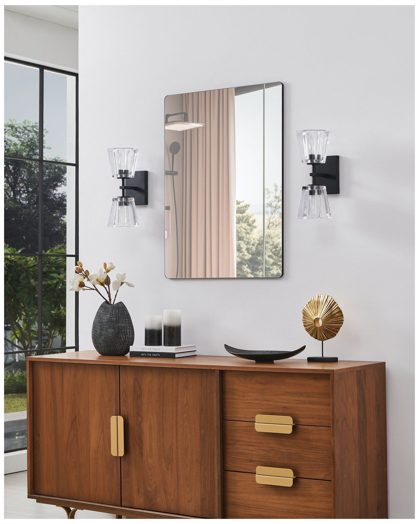 Image 5 Thesis Valentin 13-inch Matte Black Vanity Light - Clear Pressed Glass more views