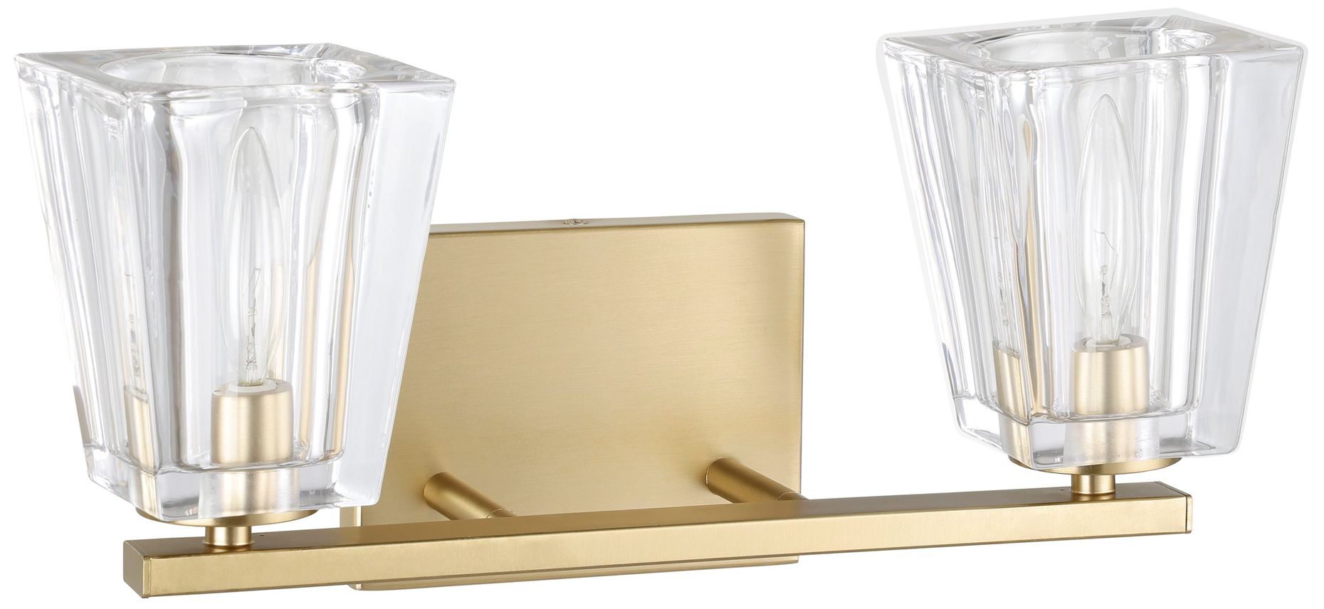 Image 3 Thesis Valentin 15" Champagne Gold Vanity Light w/ Clear Pressed Glass more views