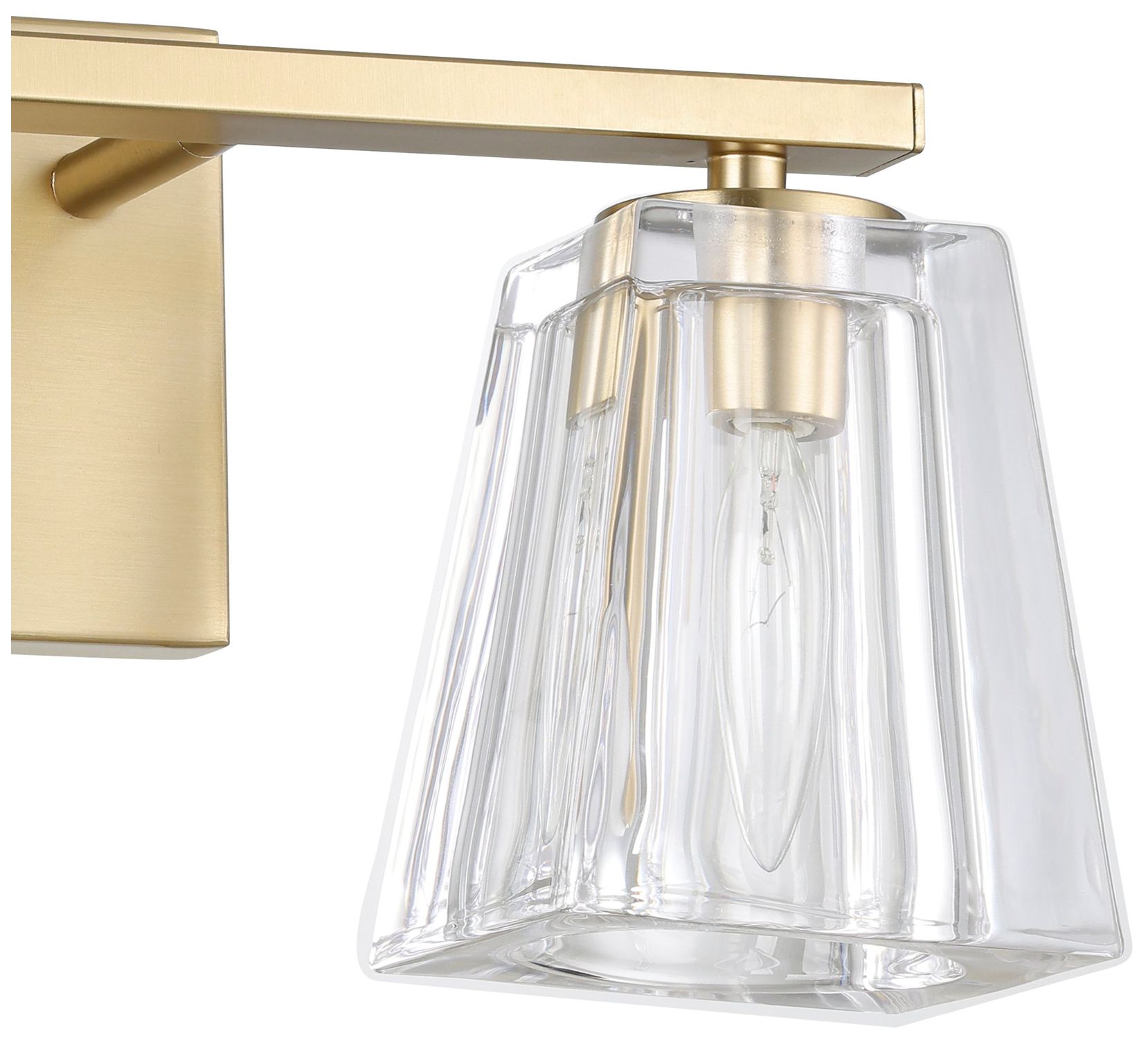 Image 5 Thesis Valentin 15" Champagne Gold Vanity Light w/ Clear Pressed Glass more views