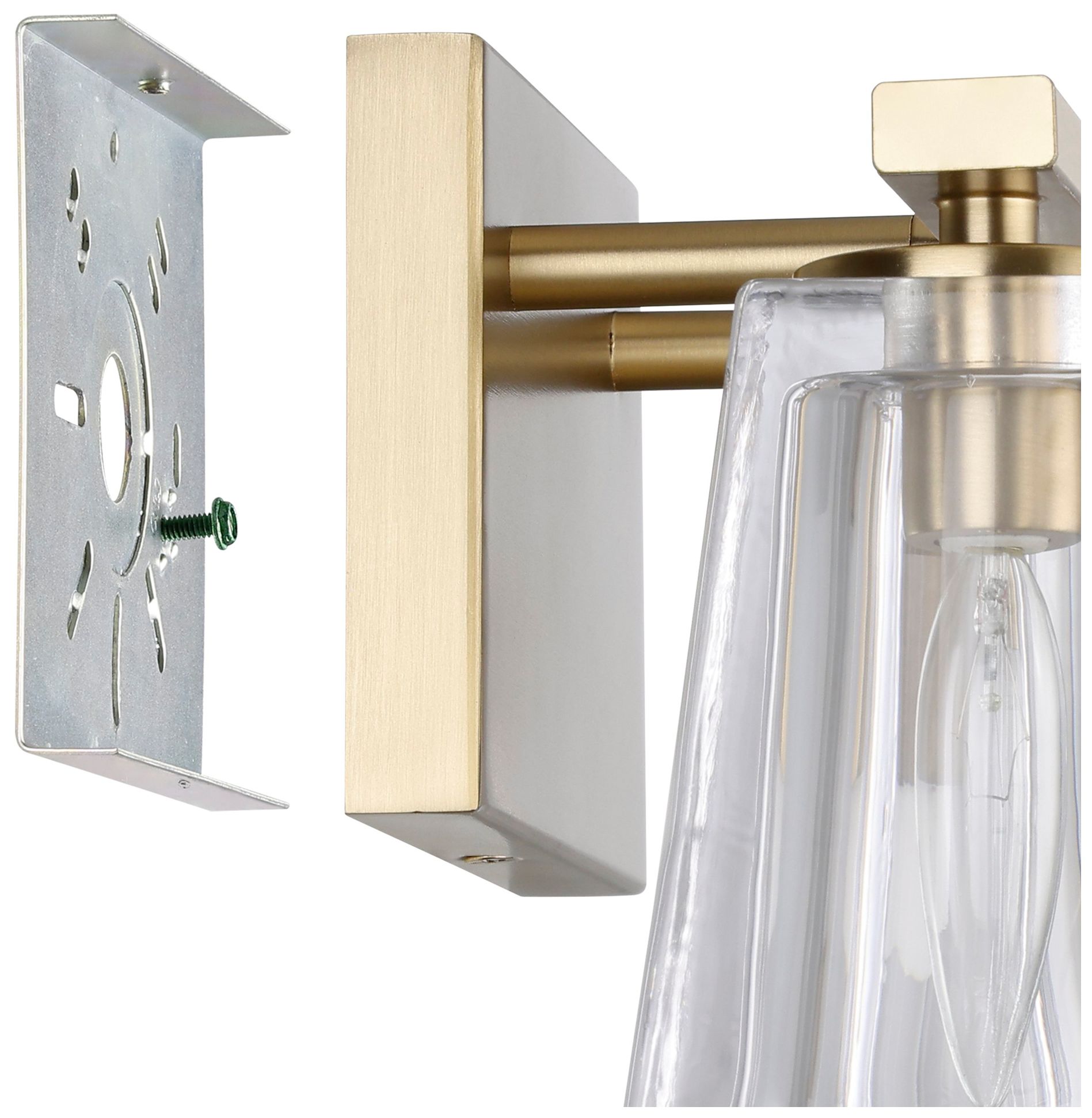 Image 6 Thesis Valentin 15" Champagne Gold Vanity Light w/ Clear Pressed Glass more views