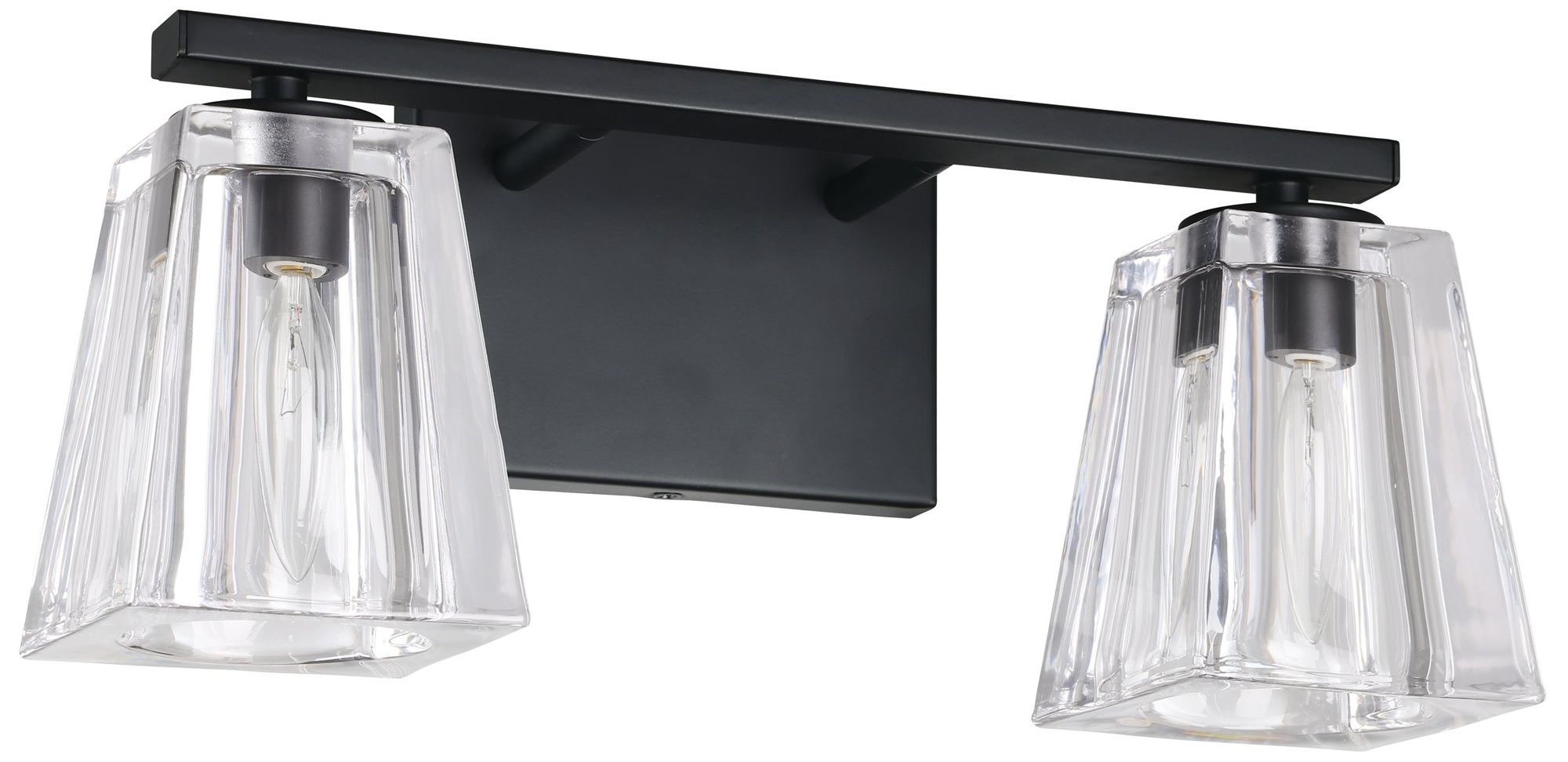 Thesis Valentin 15" Matte Black Vanity Light w/ Clear Pressed Glass Sh