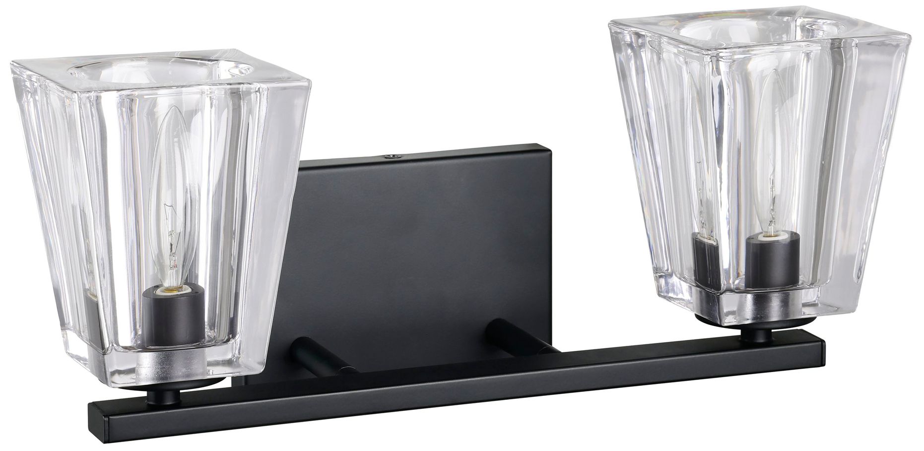 Image 3 Thesis Valentin 15" Matte Black Vanity Light w/ Clear Pressed Glass Sh more views