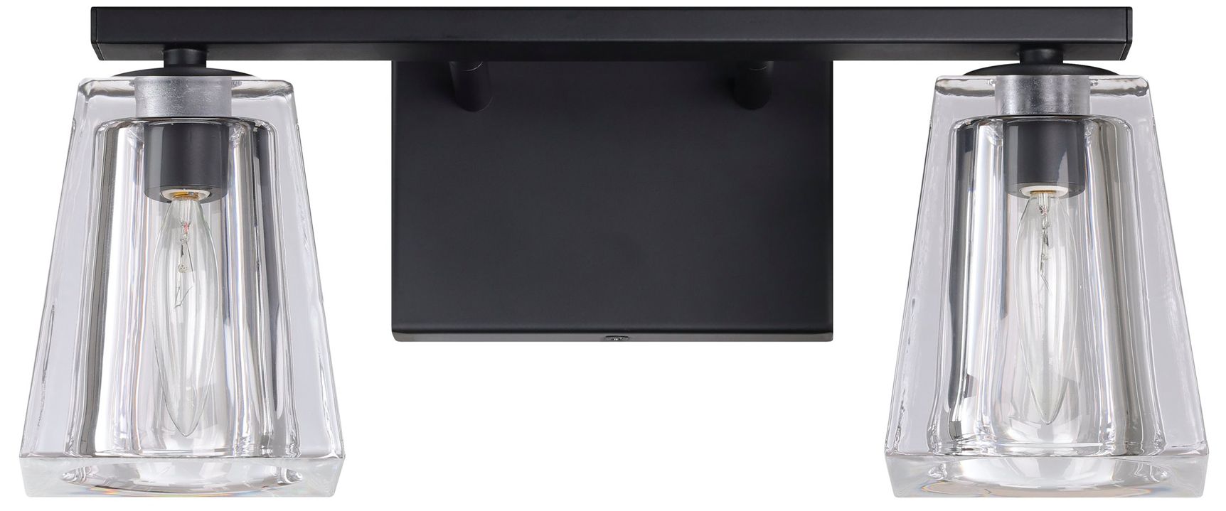 Image 4 Thesis Valentin 15" Matte Black Vanity Light w/ Clear Pressed Glass Sh more views