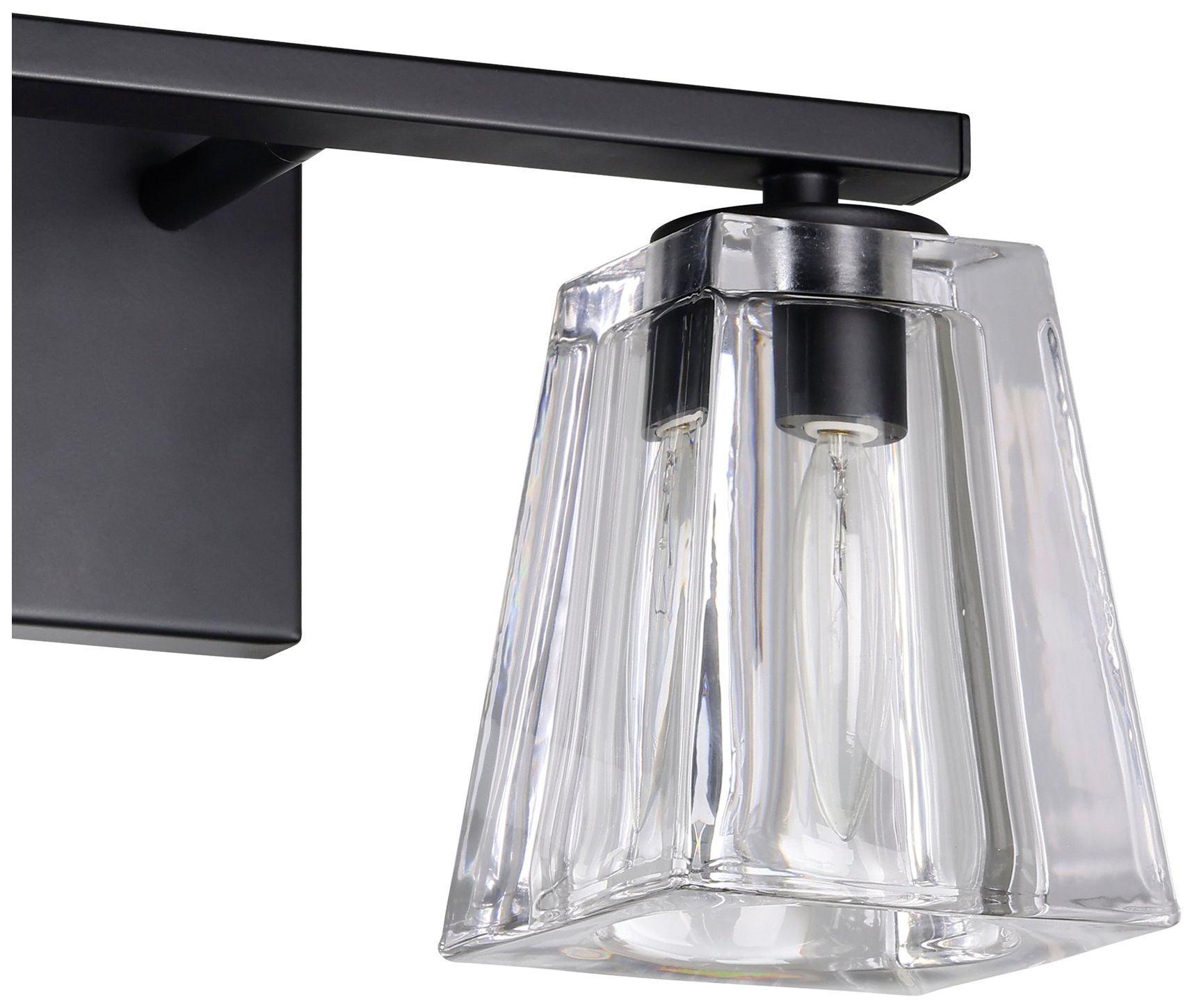 Image 5 Thesis Valentin 15" Matte Black Vanity Light w/ Clear Pressed Glass Sh more views