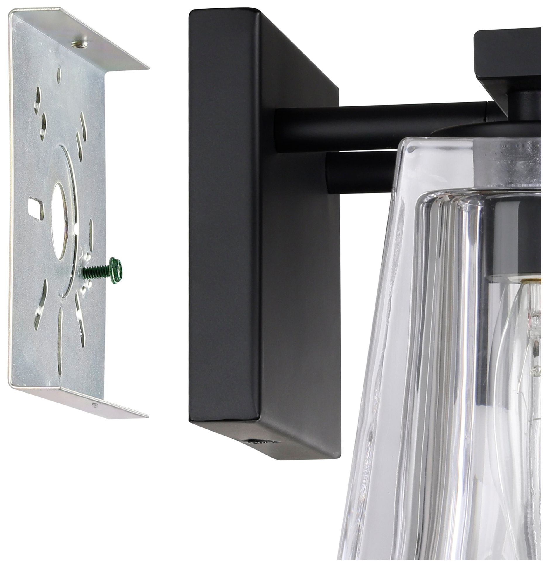 Image 6 Thesis Valentin 15" Matte Black Vanity Light w/ Clear Pressed Glass Sh more views