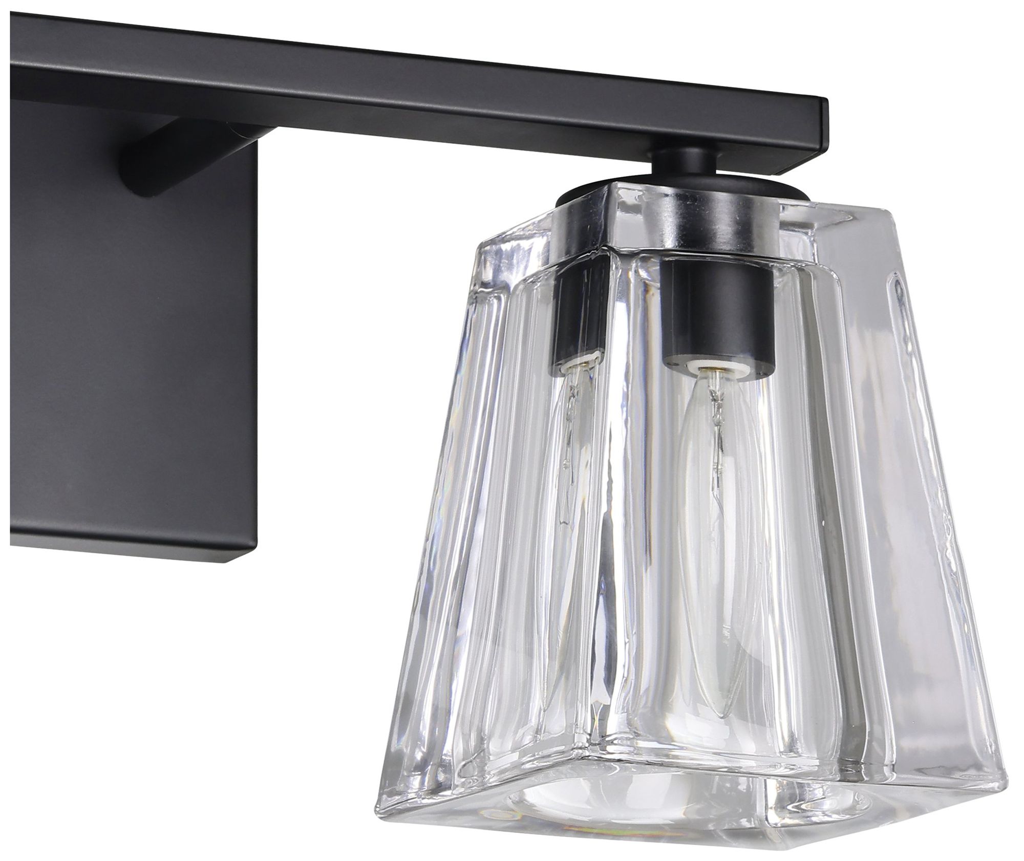Image 5 Thesis Valentin 15" Matte Black Vanity Light w/ Clear Pressed Glass Shades more views