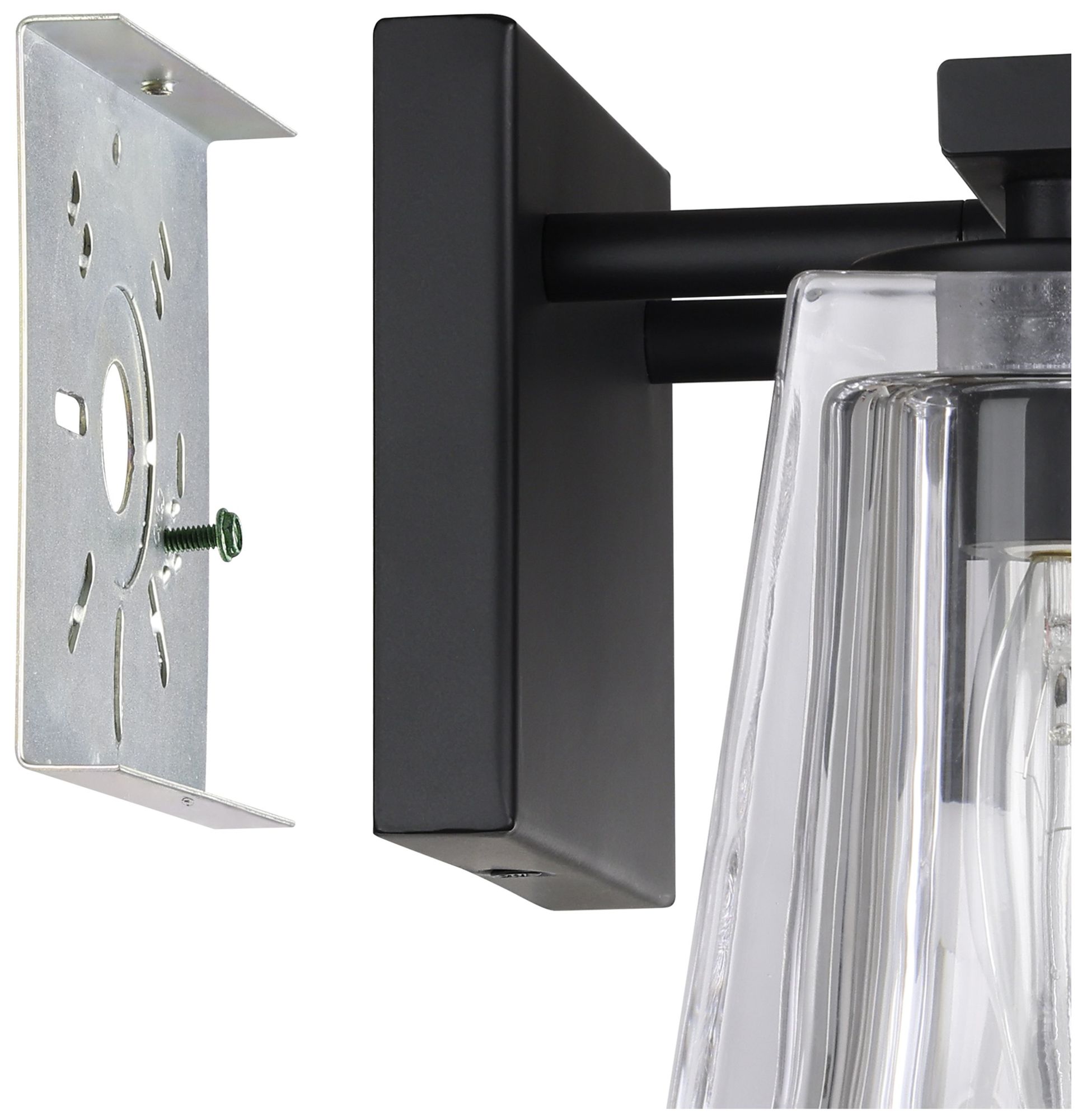 Image 6 Thesis Valentin 15" Matte Black Vanity Light w/ Clear Pressed Glass Shades more views