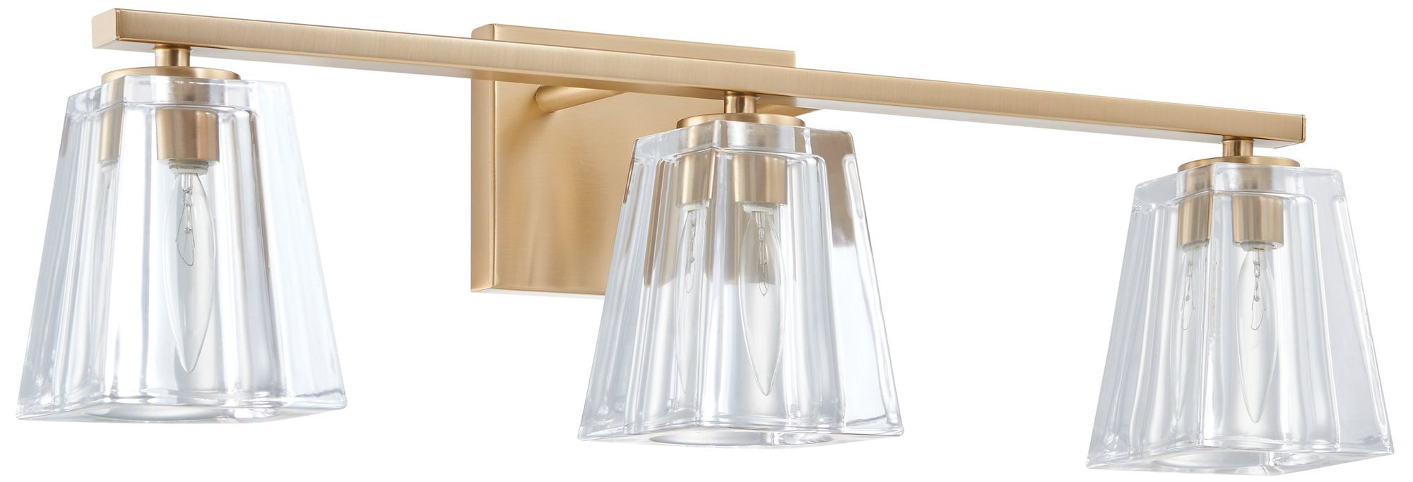 Thesis Valentin 24" Champagne Gold Vanity Light w/ Clear Pressed Glass